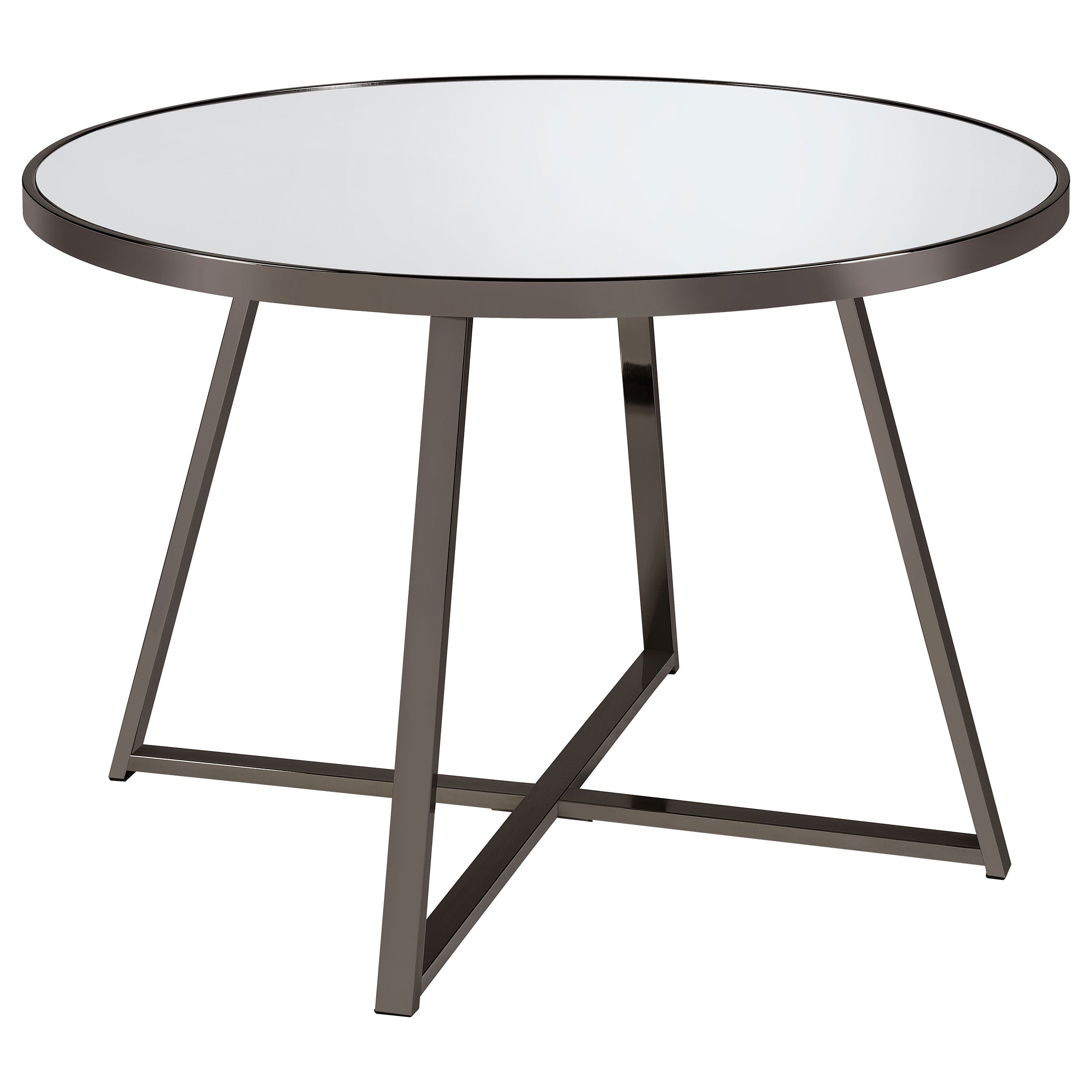 Jillian Round 45-inch Mirror Top Dining Table Black Nickel — view 1