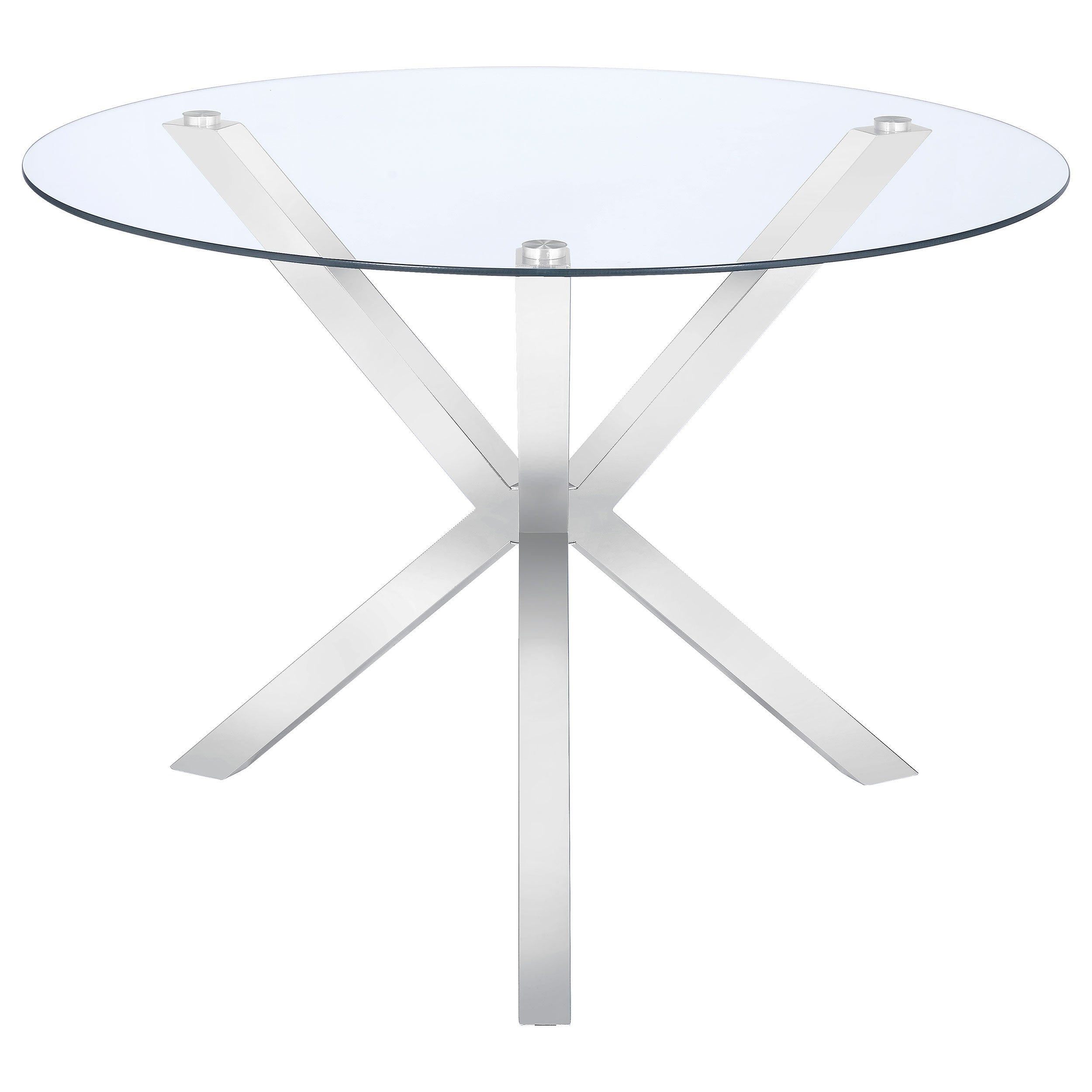 Vance Round 41-inch Glass Top Asterisk Dining Table Chrome — view 1