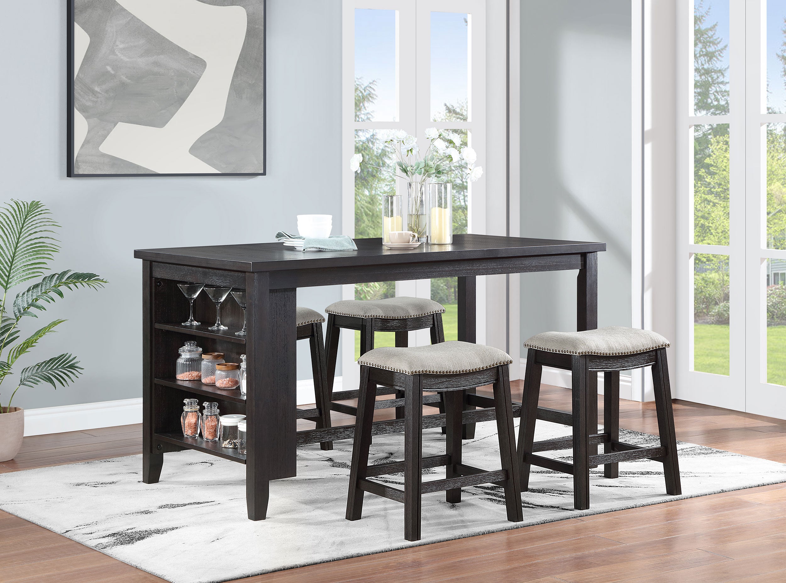 Elliston 66-inch Counter Height Dining Table Dark Grey — view 8