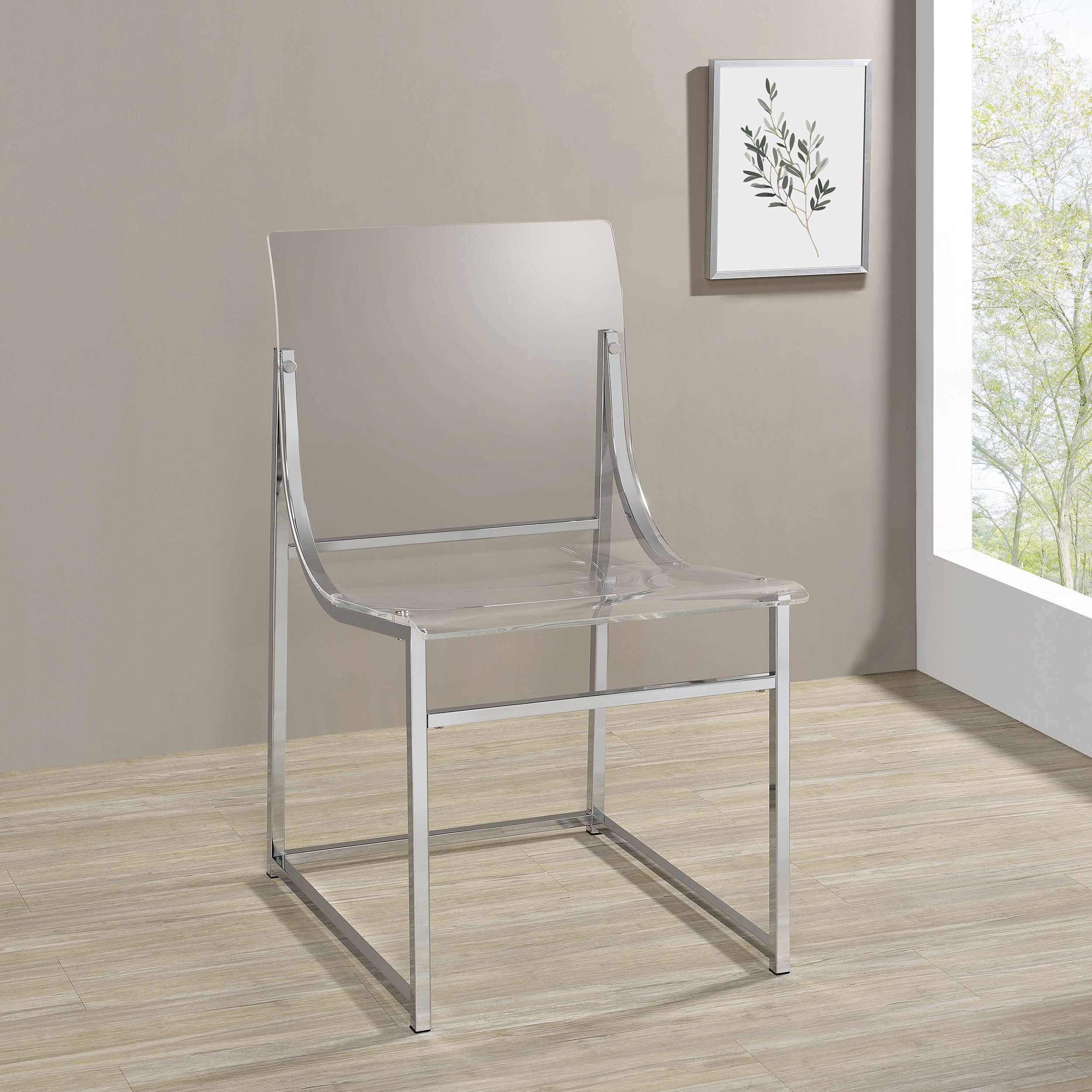 Adino Acrylic Dining Side Chair Chrome (Set of 2) — view 2