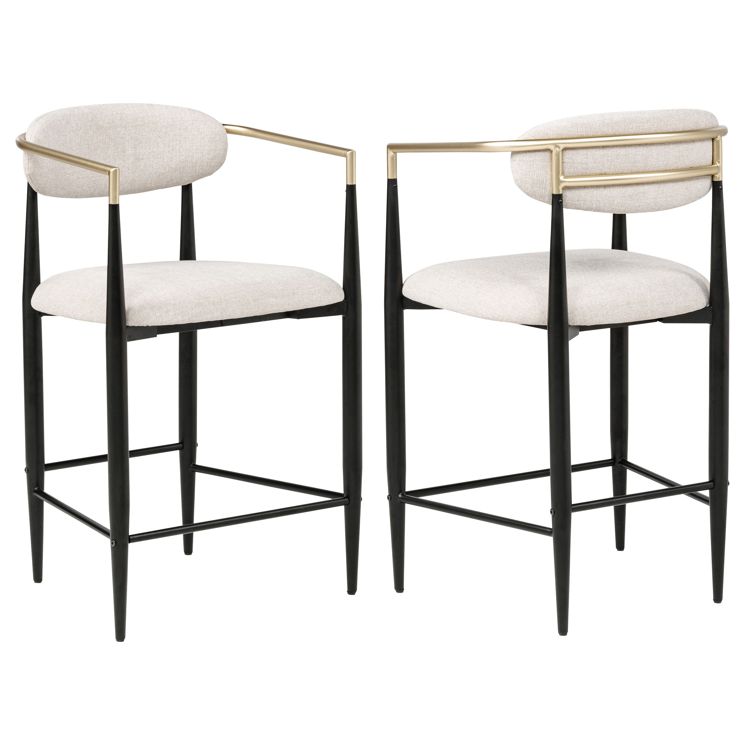 Tina Fabric Upholstered Counter Chair Beige (Set of 2) — view 1