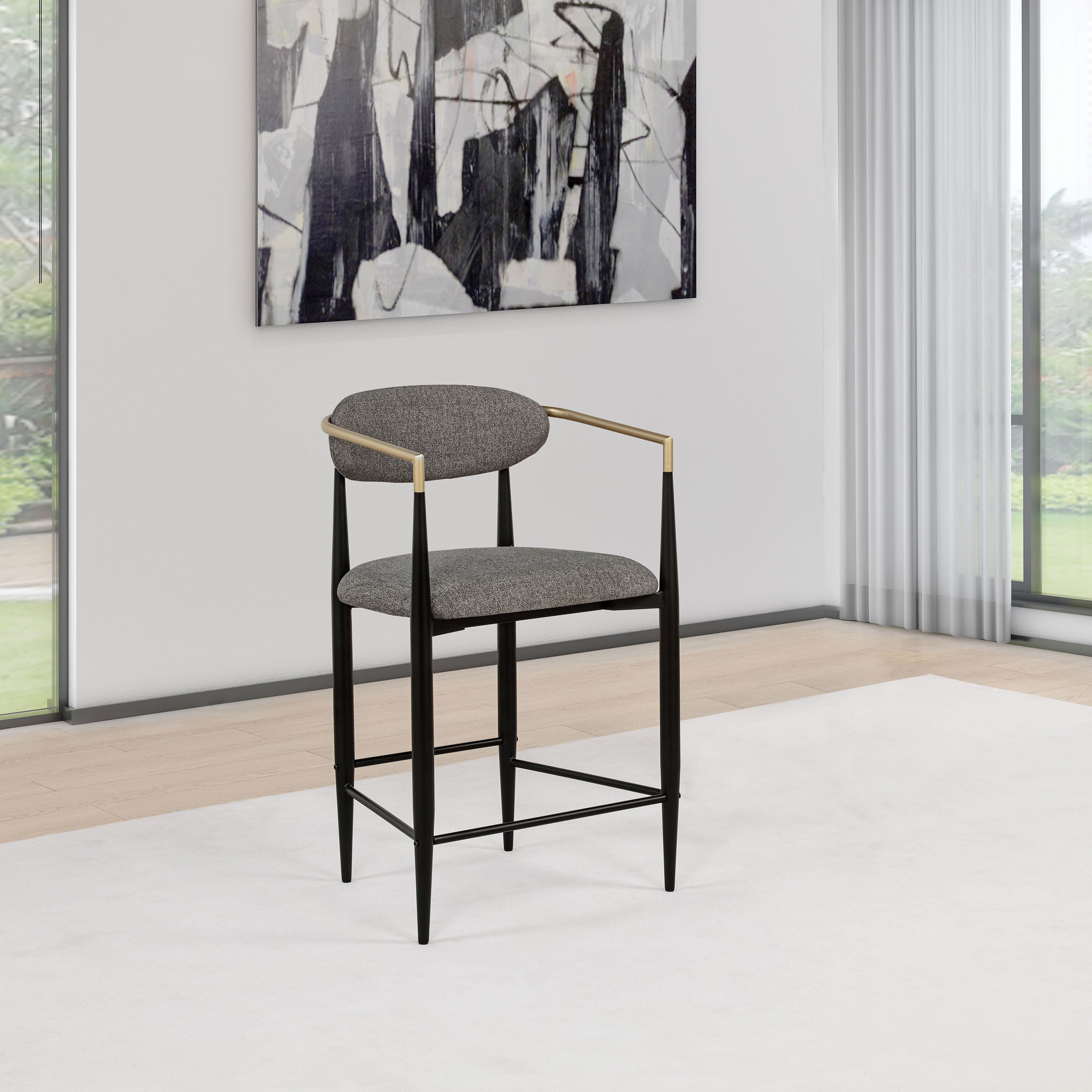 Tina Fabric Upholstered Counter Chair Dark Grey (Set of 2) — view 2