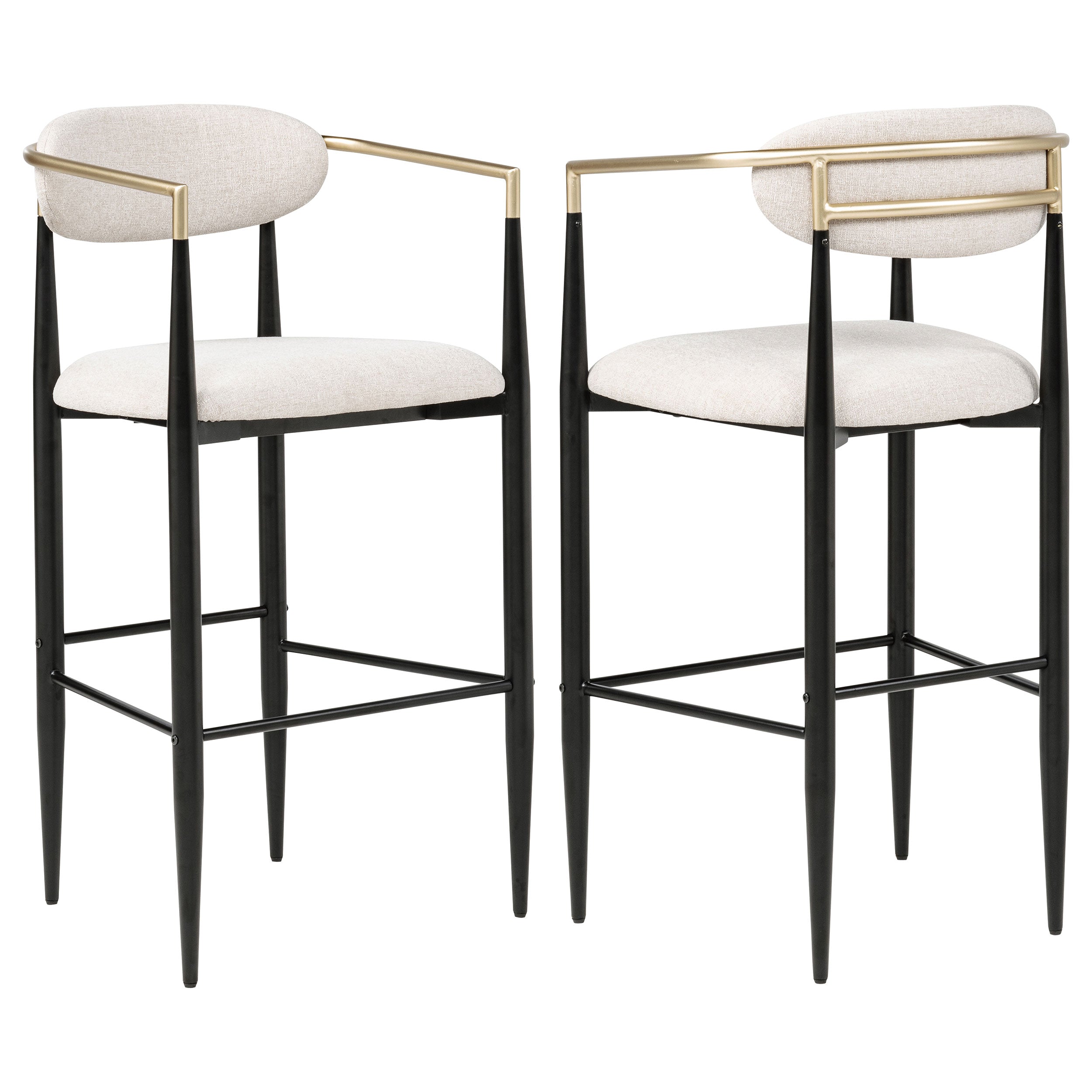 Tina Fabric Upholstered Bar Chair Beige (Set of 2) — view 1