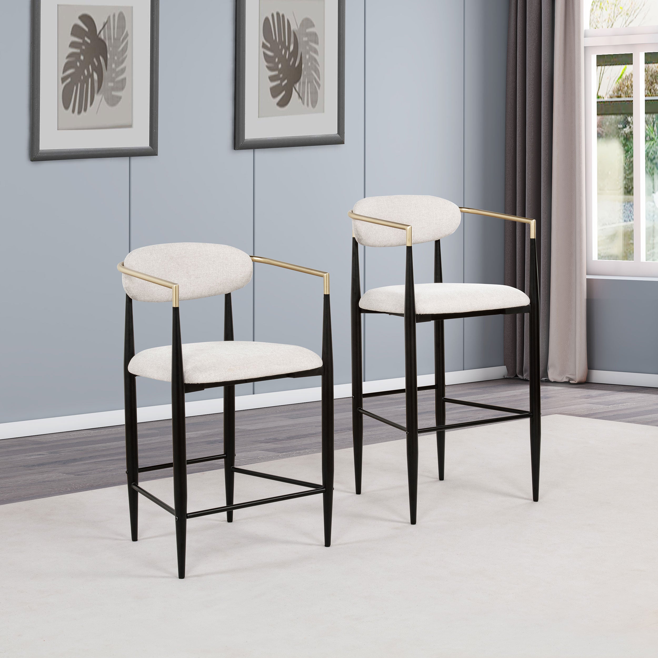Tina Fabric Upholstered Bar Chair Beige (Set of 2) — view 14