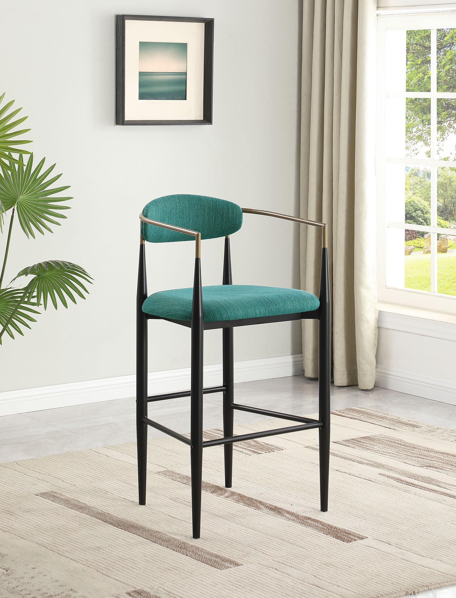 Tina Fabric Upholstered Bar Chair Green (Set of 2) — view 2