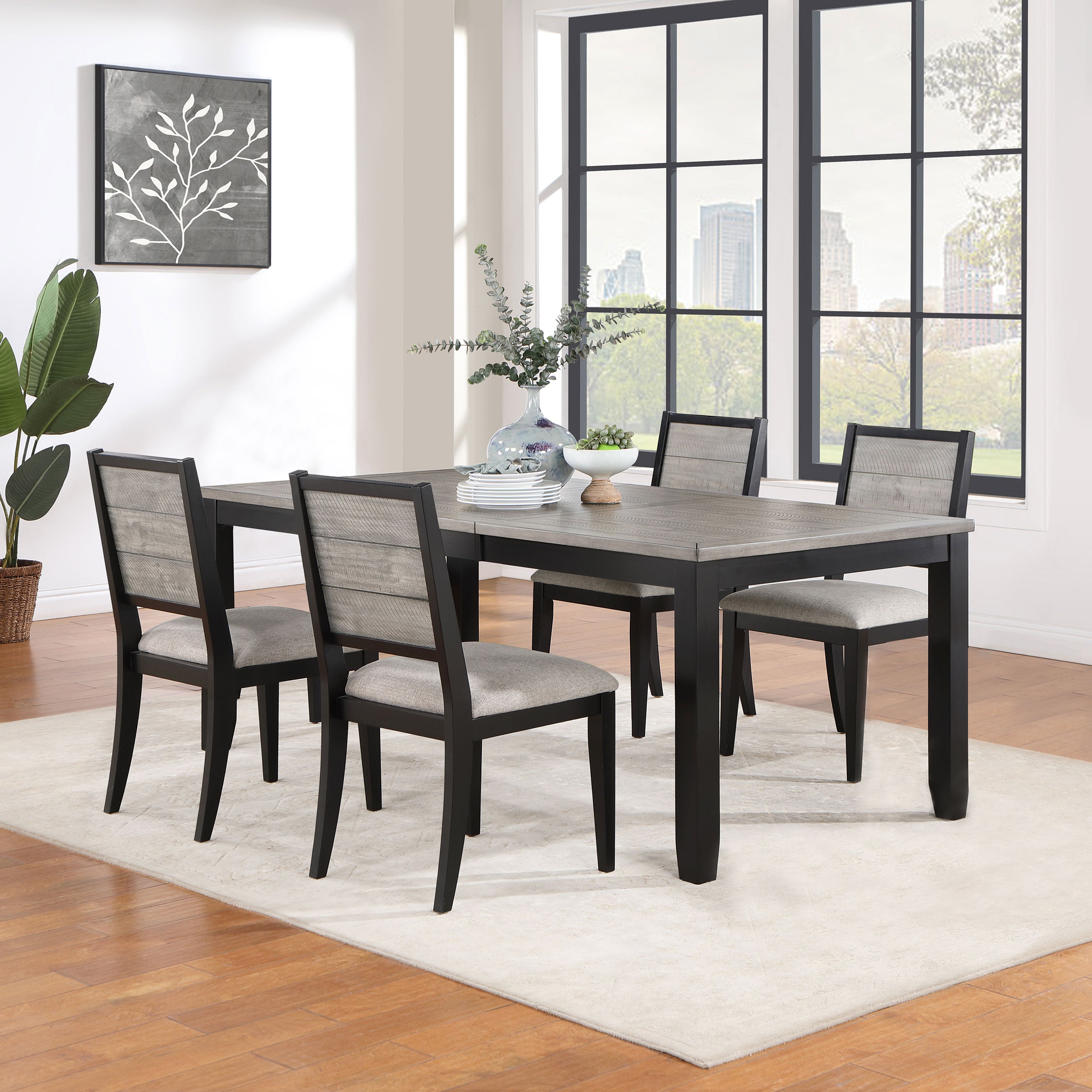 Elodie 5-piece Rectangular Extension Leaf Dining Set Black — view 1