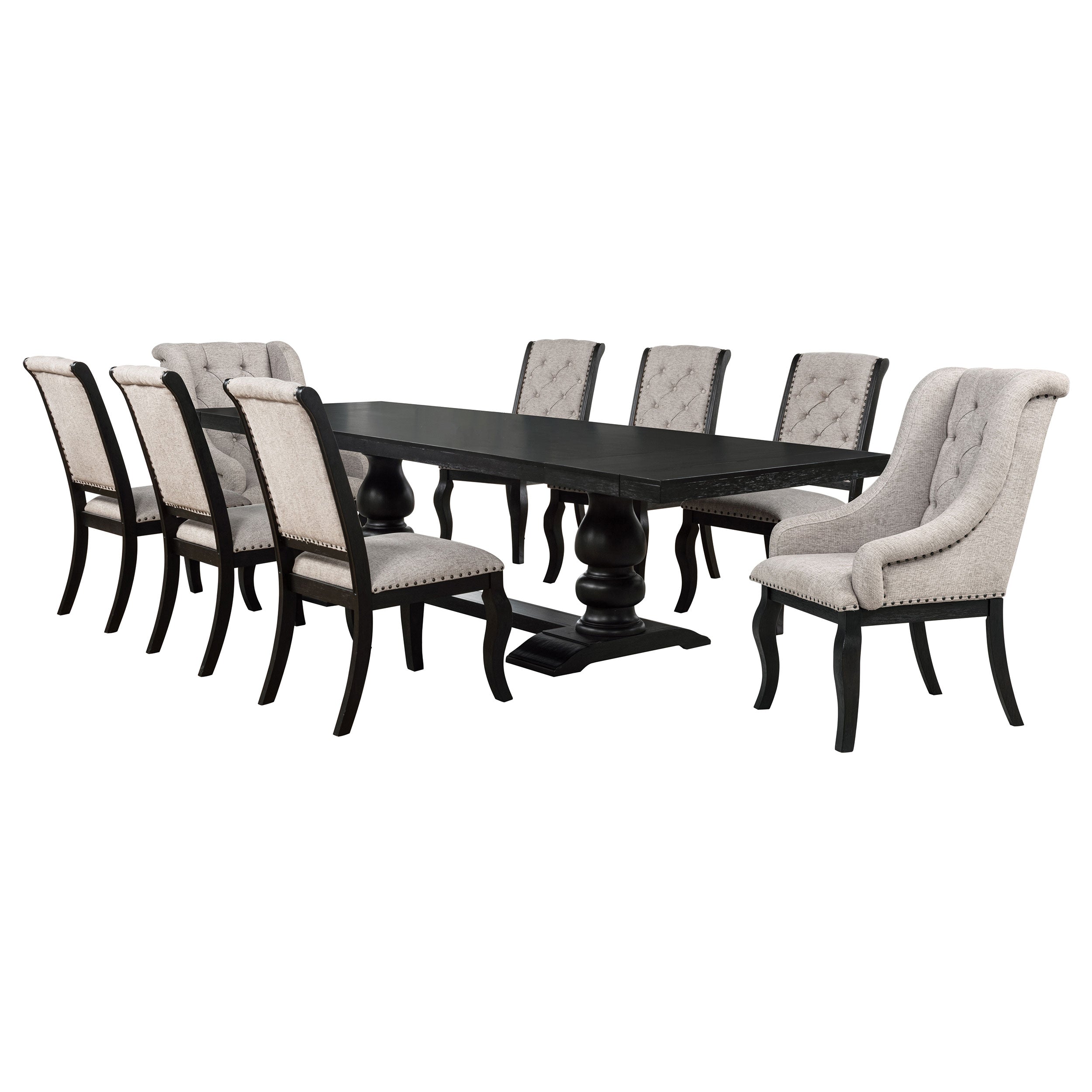 Phelps 9-piece Rectangular Dining Table Set Distressed Noir — view 2