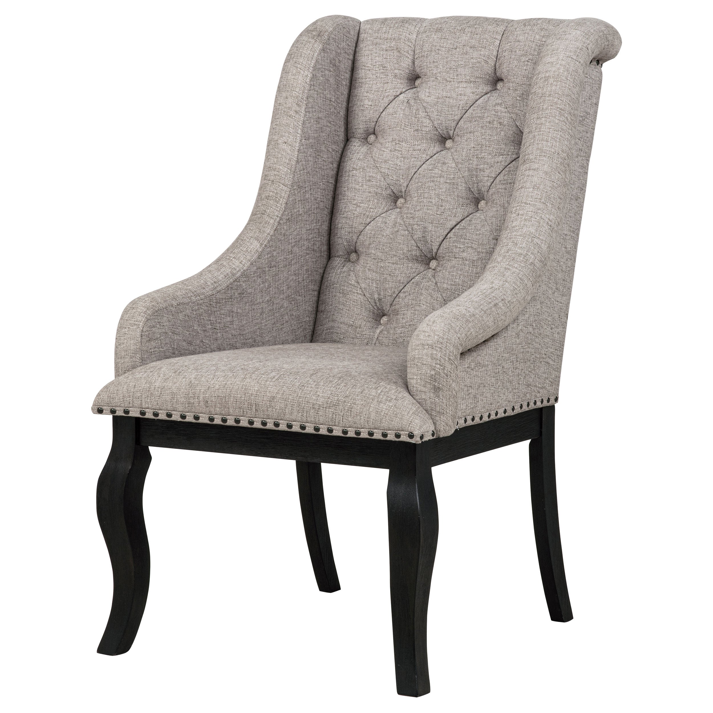 Phelps Upholstered Dining Arm Chair Tan Distressed Noir (Set of 2) — view 5