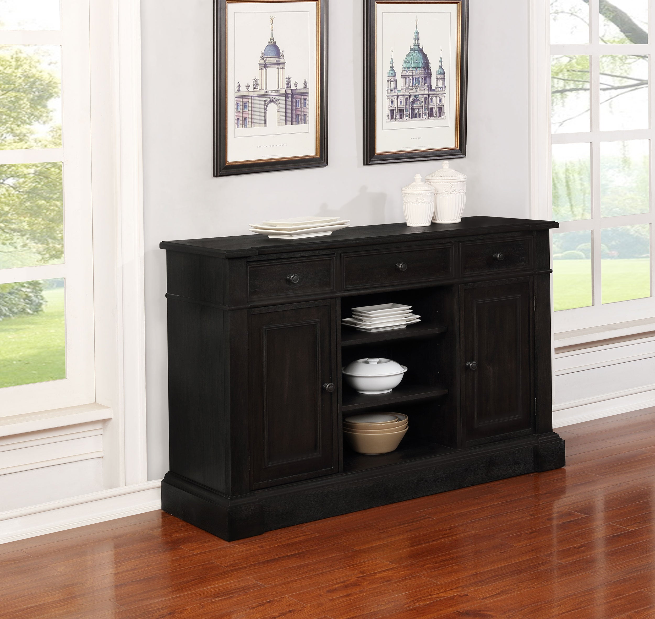 Phelps 2-door Sideboard Buffet Cabinet Distressed Noir — view 2