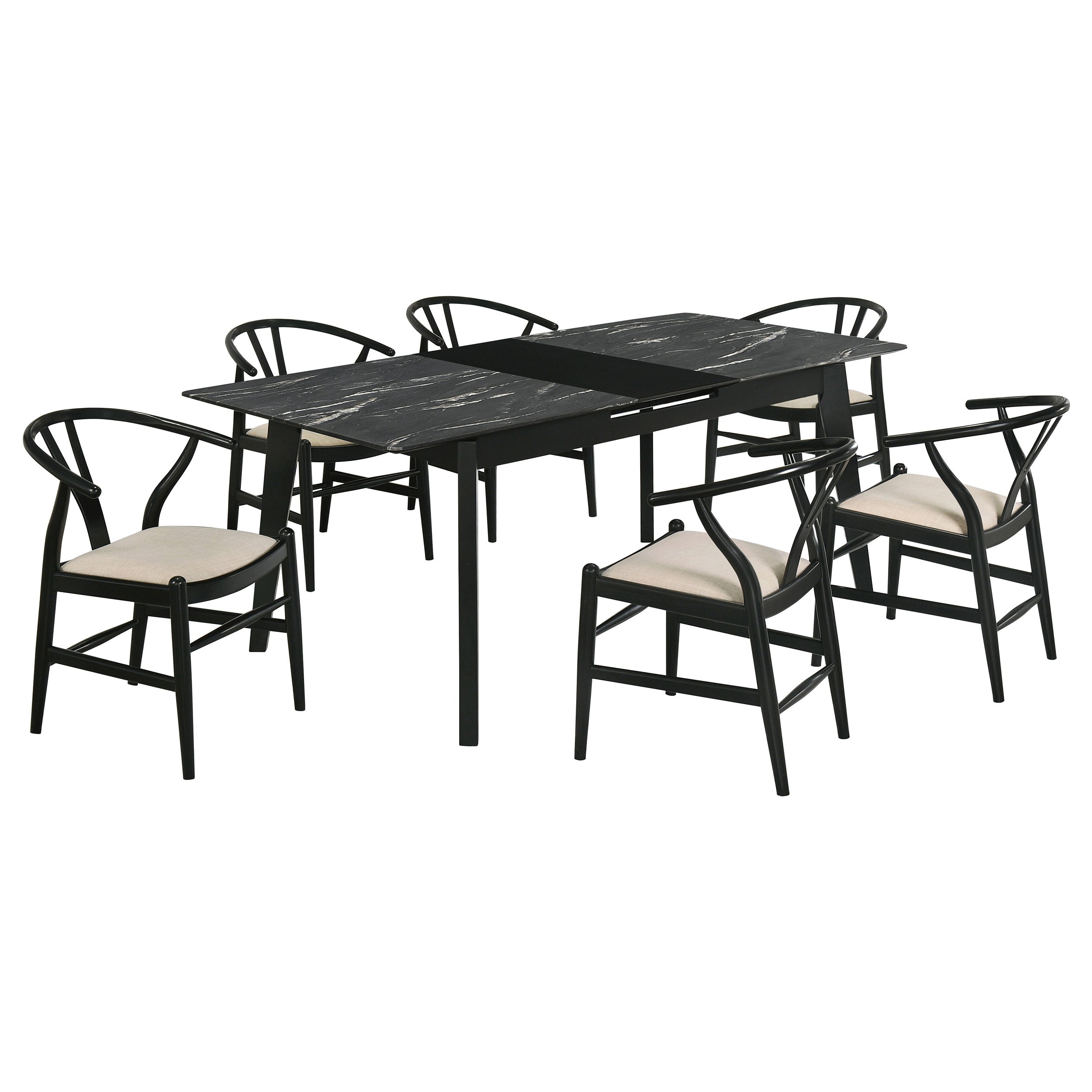 Crestmont 7-piece Extension Leaf Dining Table Set Black — view 2