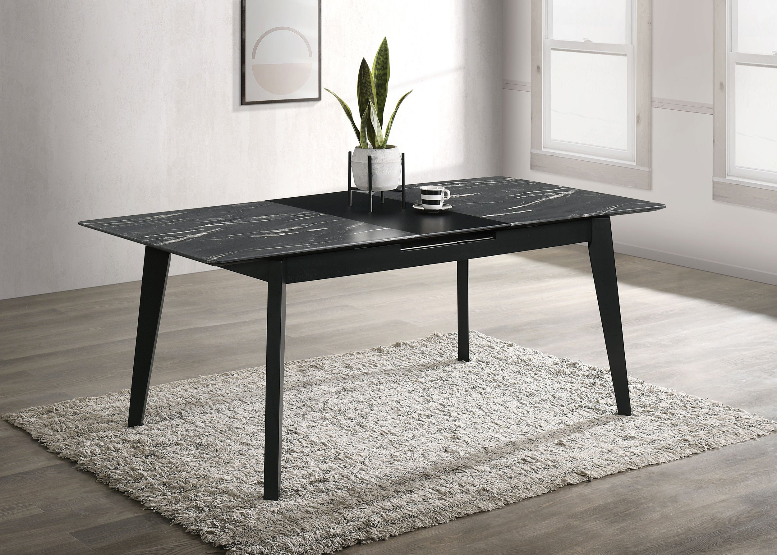 Crestmont 78-inch Extension Dining Table Black Faux Marble — view 2