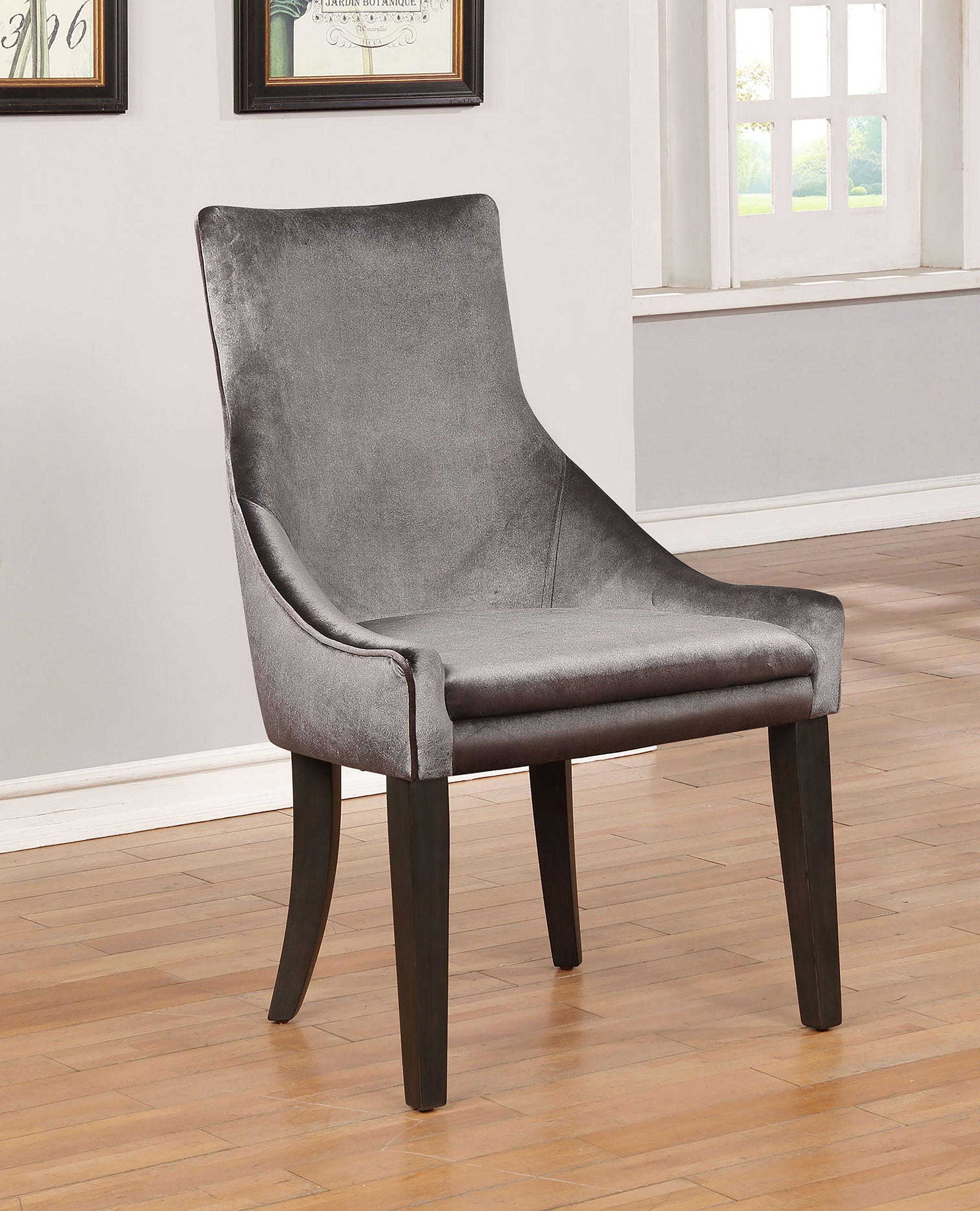 Phelps Velvet Upholstered Dining Side Chair Grey (Set of 2) — view 2