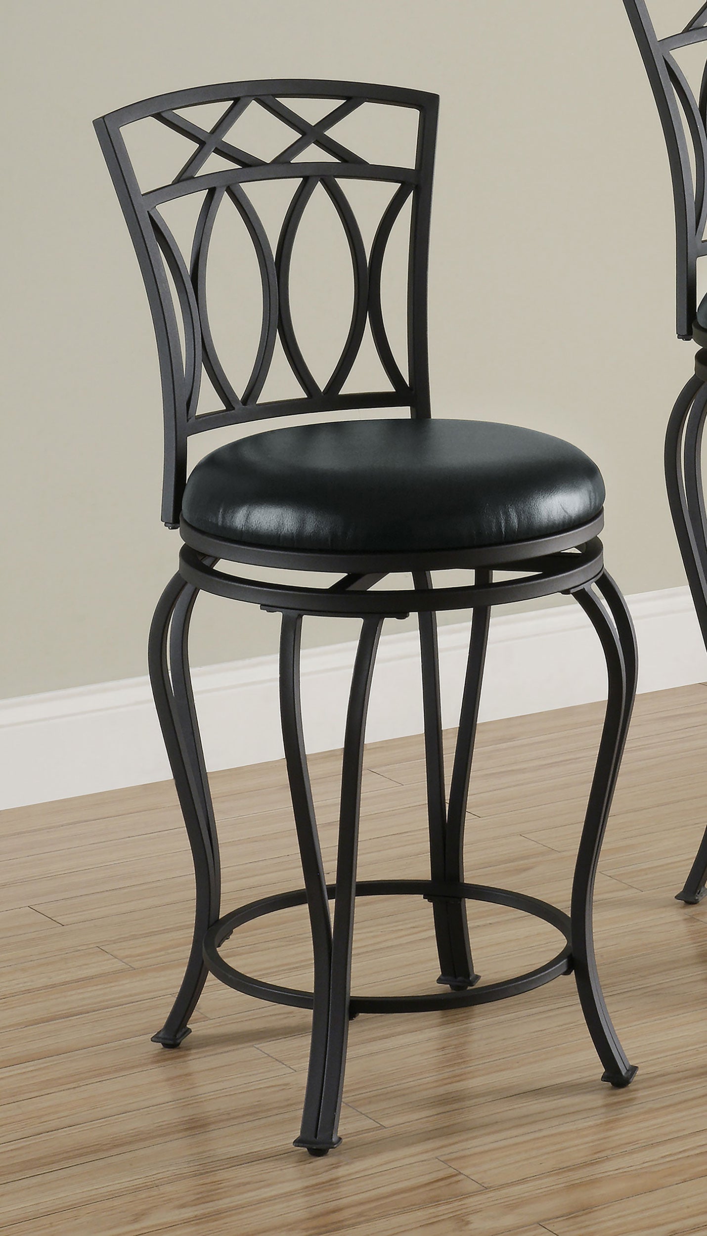 Adamsville Upholstered Swivel Counter Height Stool Black — view 2