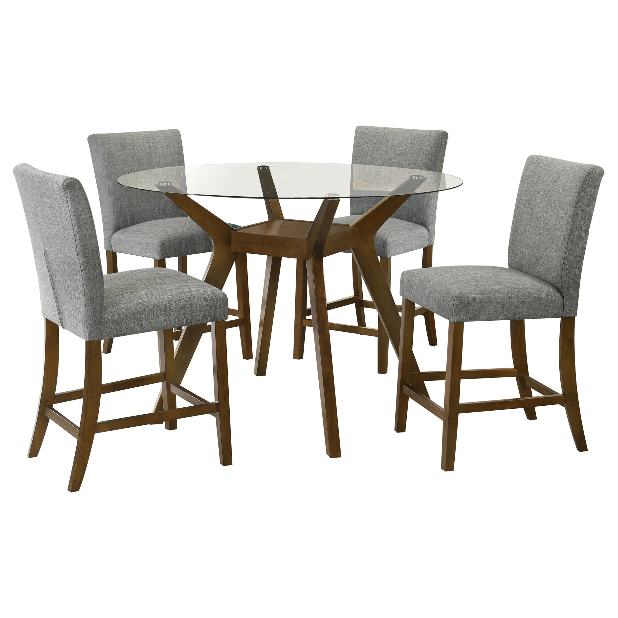 Paxton 5-piece Round Glass Top Counter Height Dining Set Grey — view 2