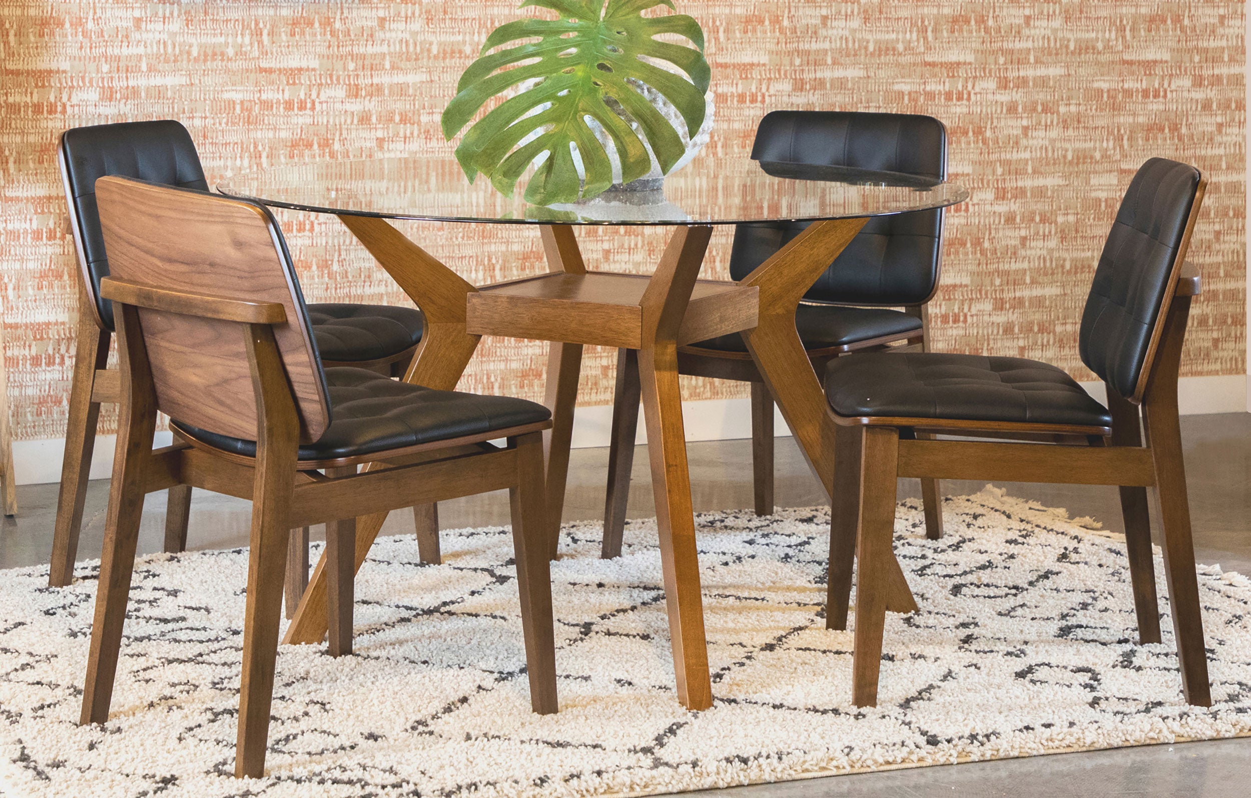 Paxton 5-piece Round Glass Top Dining Table Set Brown — view 1