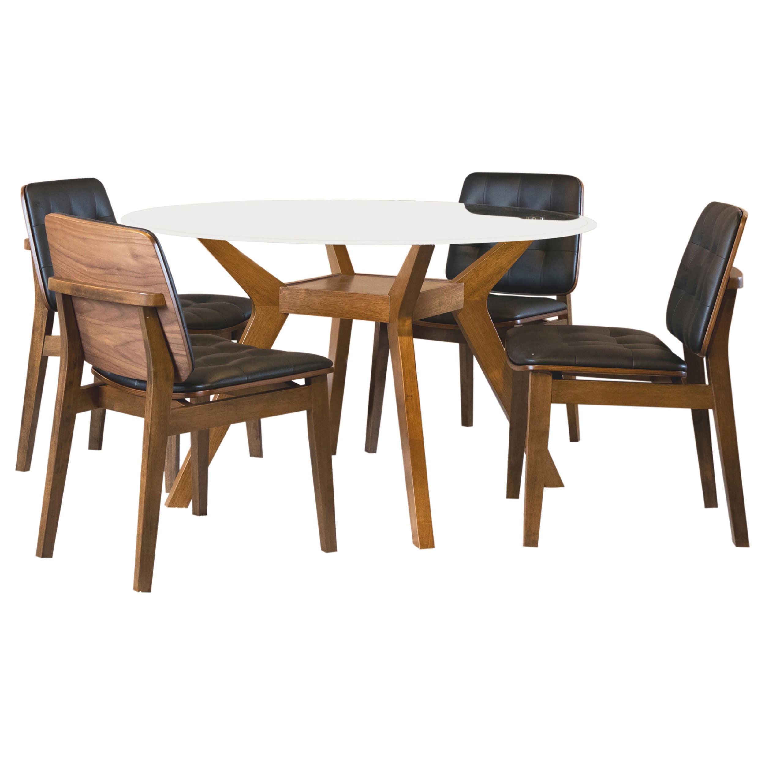 Paxton 5-piece Round Glass Top Dining Table Set Brown — view 2