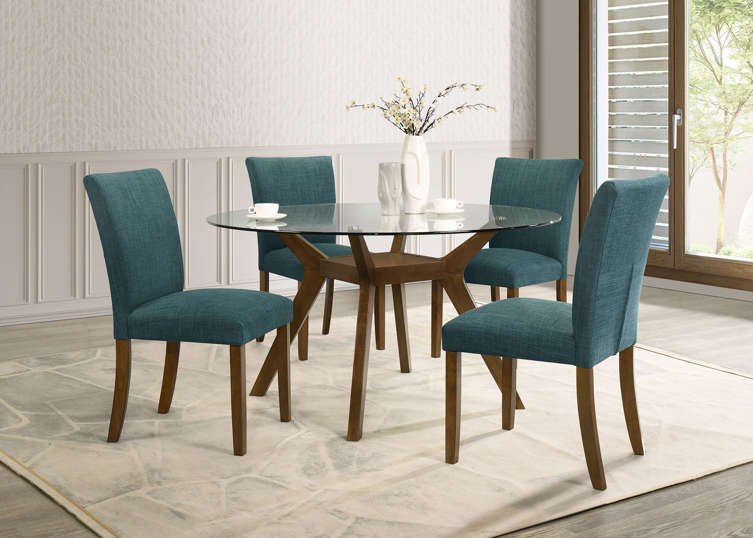 Paxton Round 48-inch Glass Top Wood Dining Table Brown — view 8