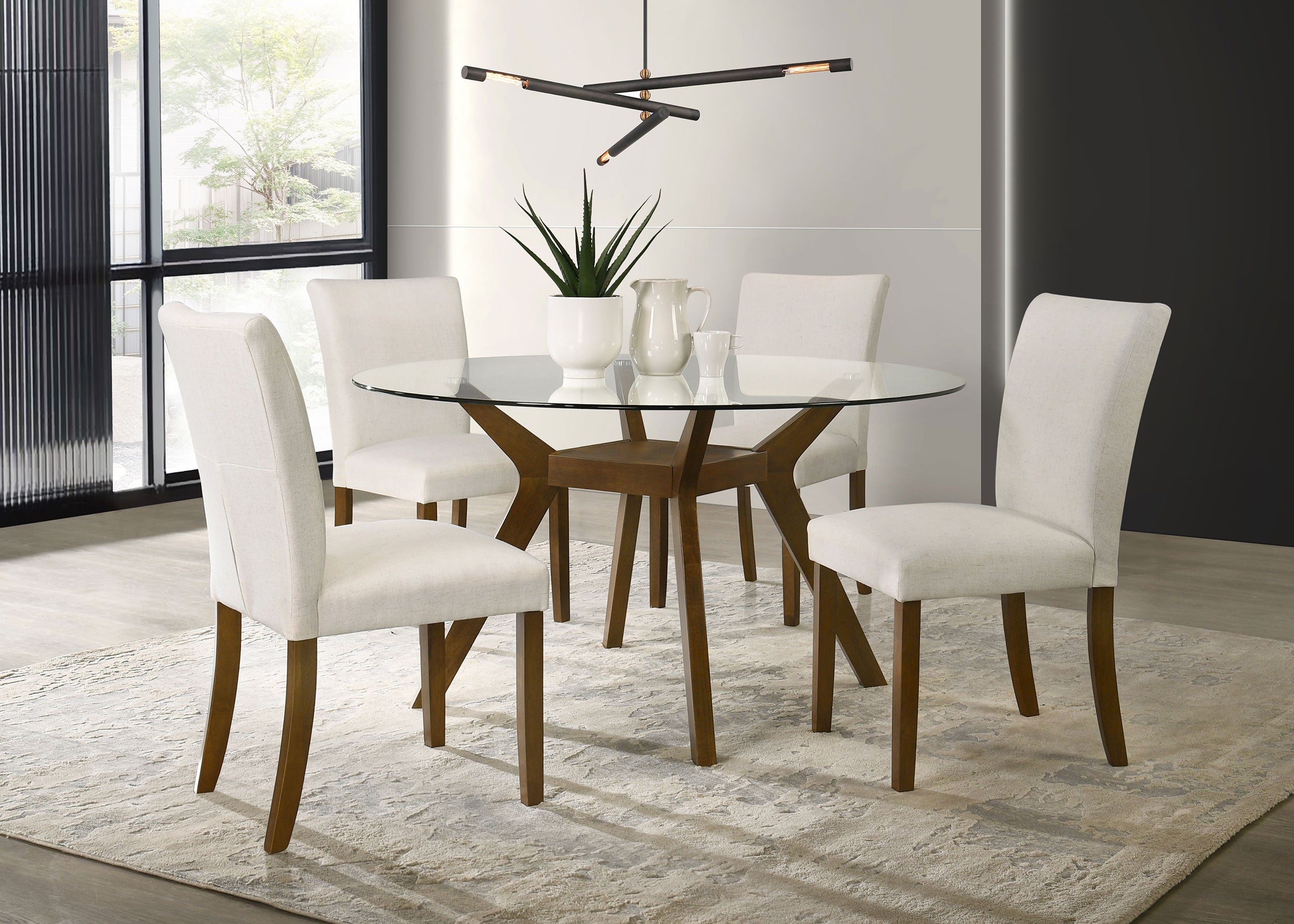 Paxton Round 48-inch Glass Top Wood Dining Table Brown — view 11