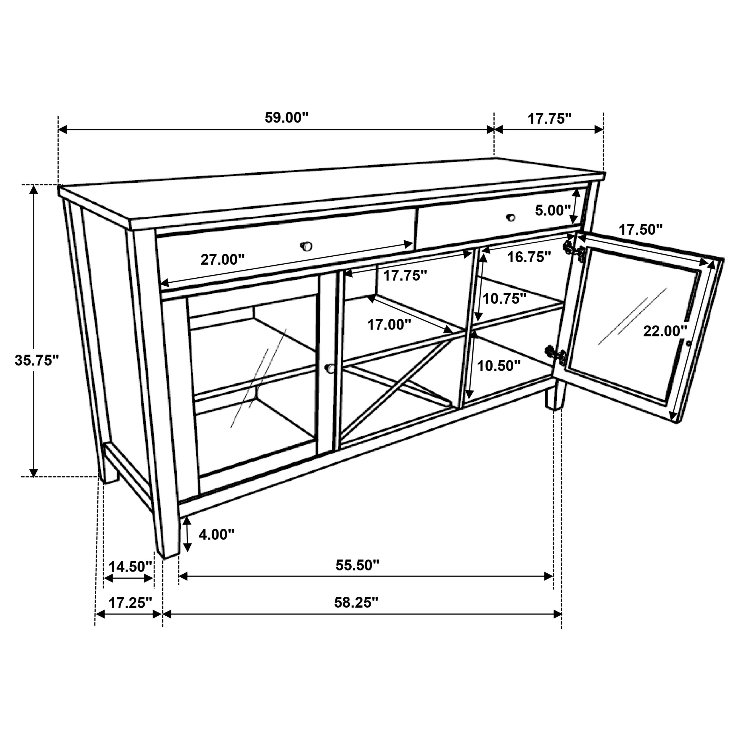 Hollis 2-door Dining Sideboard Buffet Storage Cabinet White — view 16