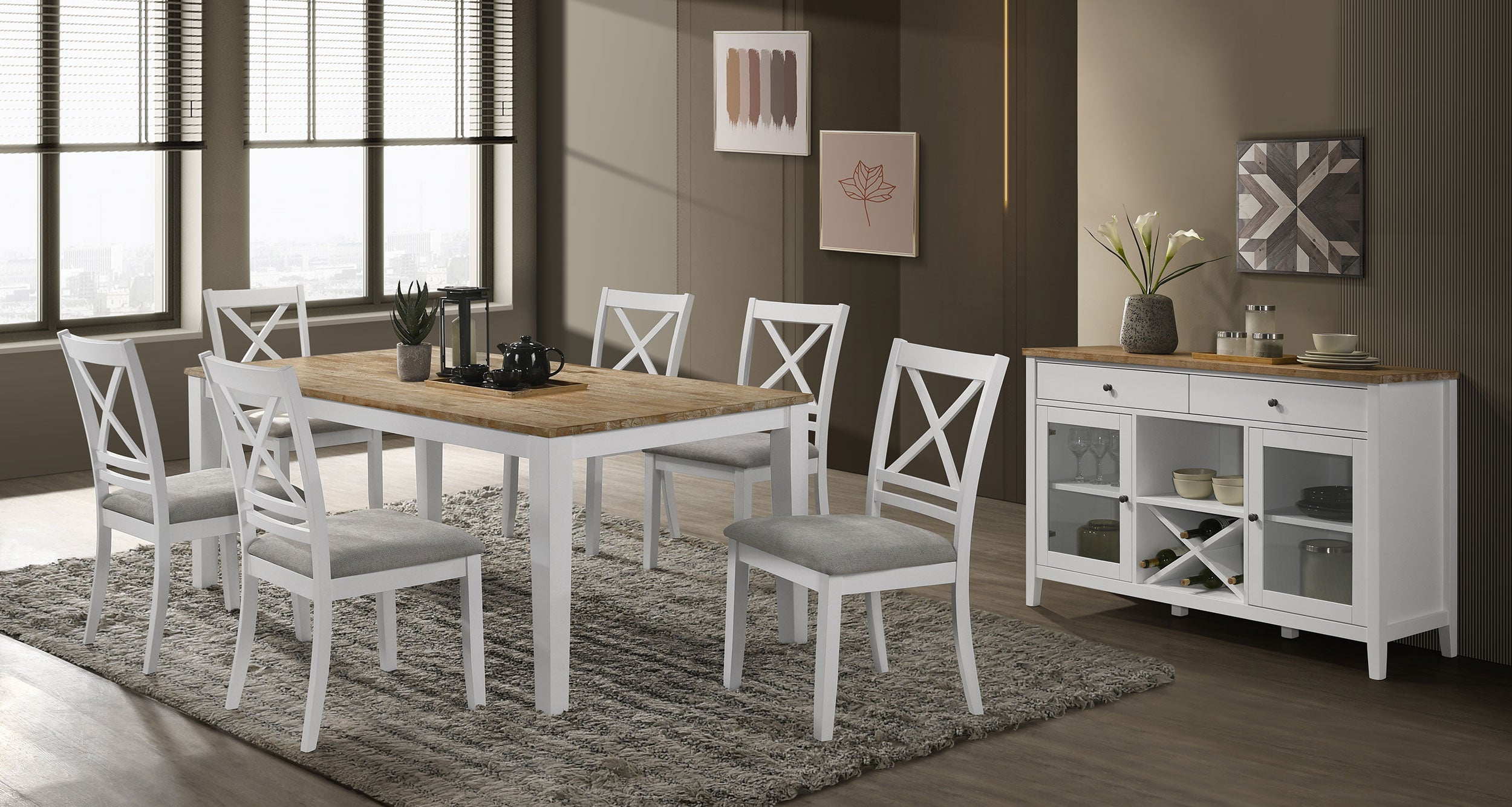 Hollis 2-door Dining Sideboard Buffet Storage Cabinet White — view 17