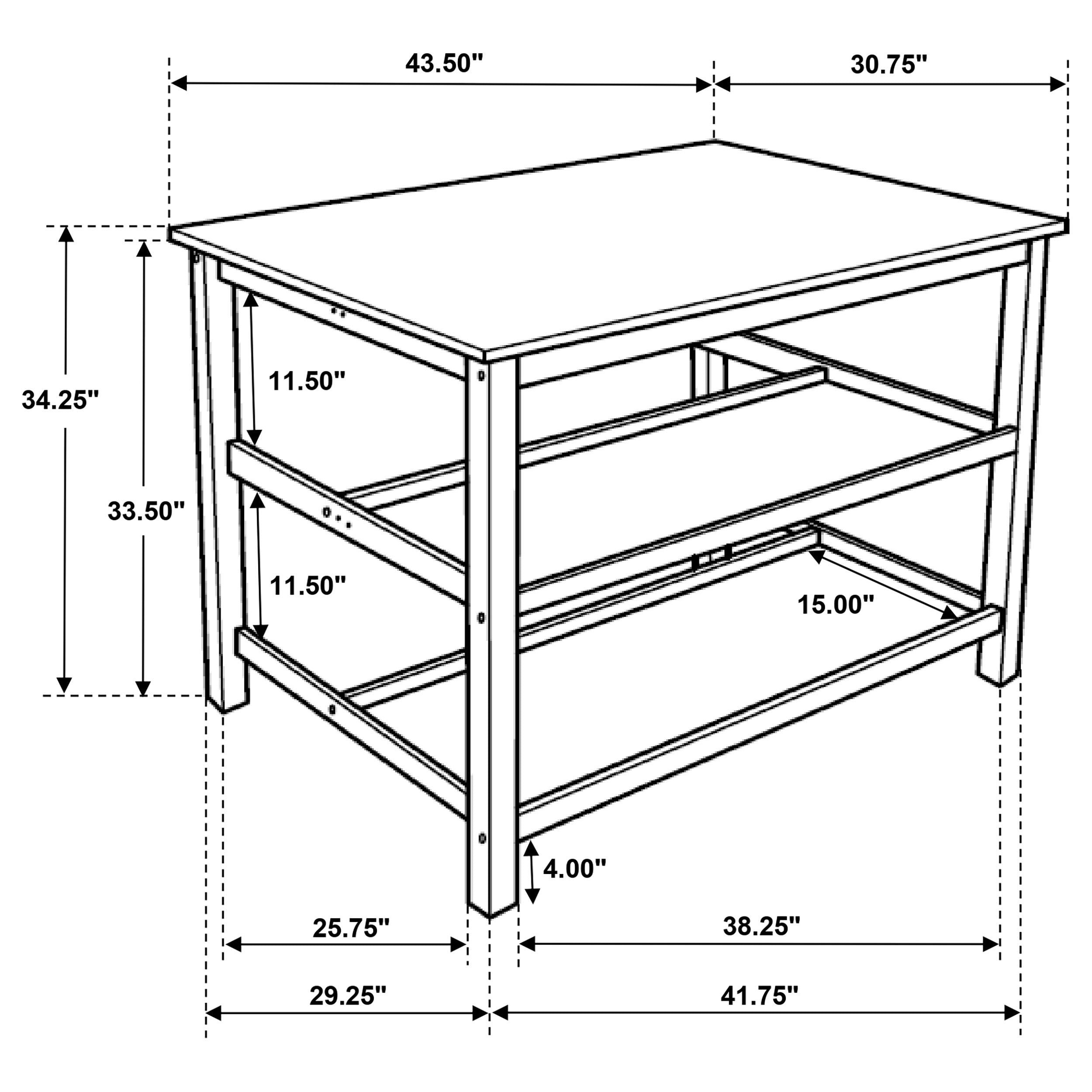 Edgeworth Kitchen Island Counter Table Brown and White — view 3
