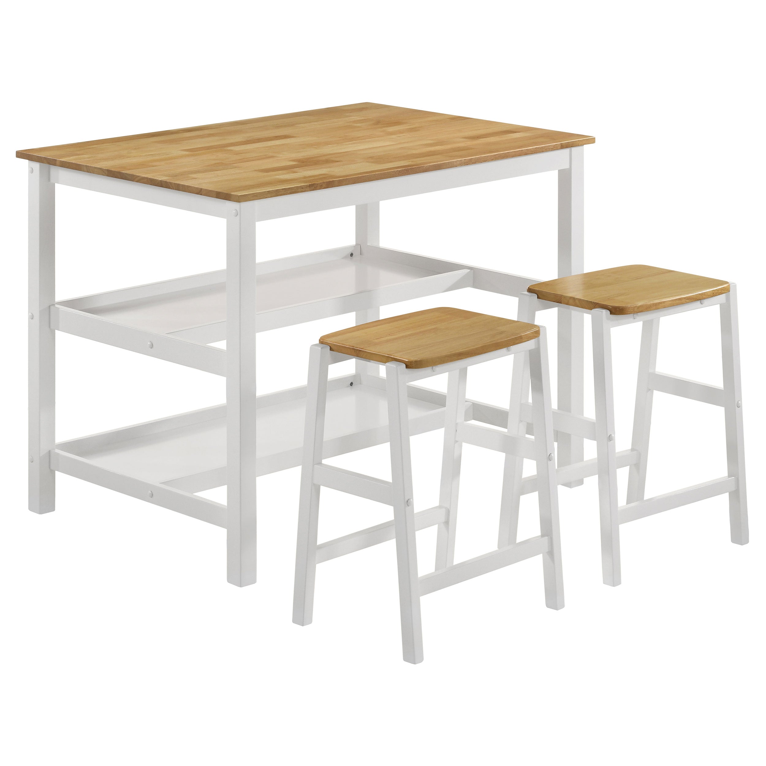Edgeworth Kitchen Island Counter Table with Pot Rack White — view 11