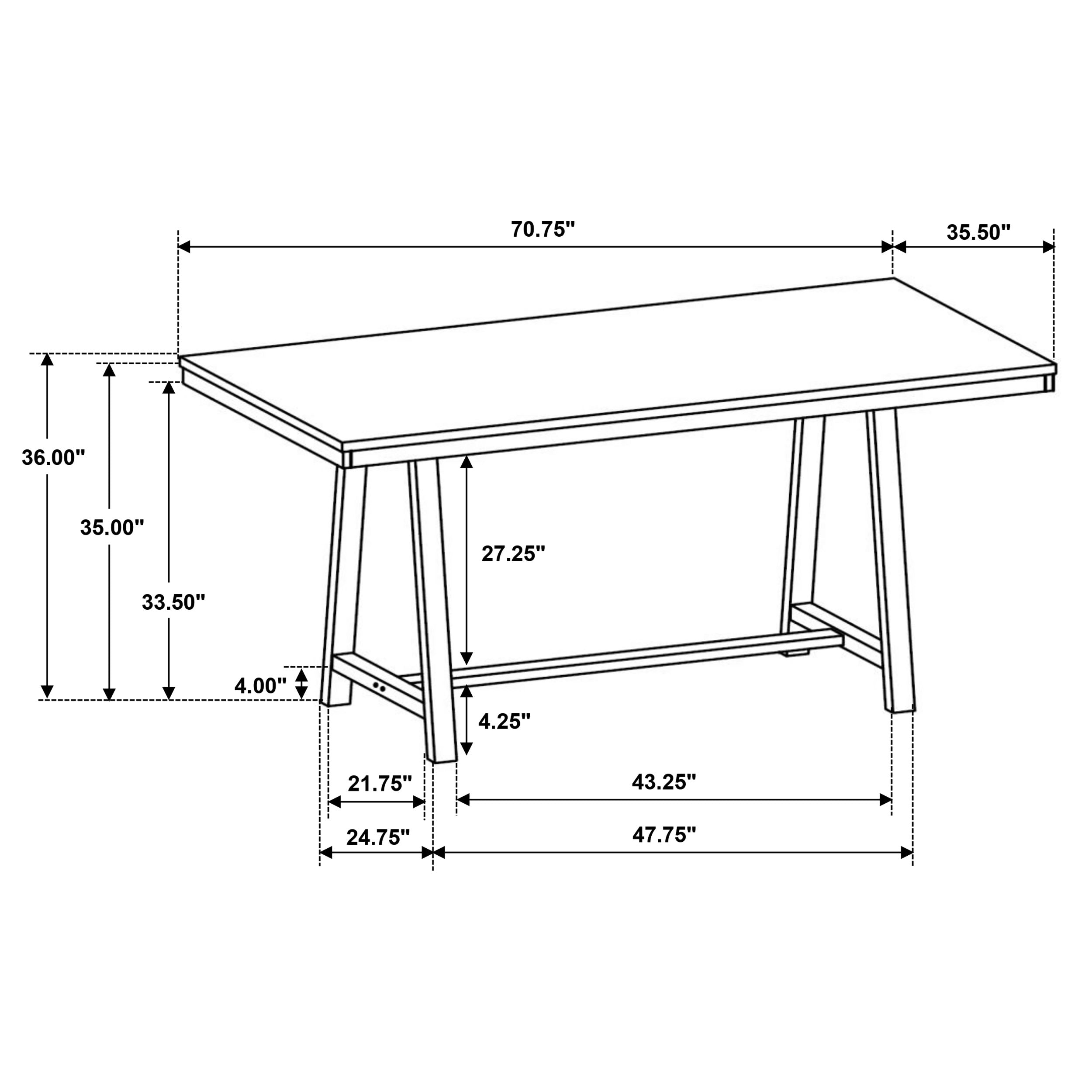 Hollis Rectangular 71-inch Counter Height Dining Table Brown — view 10