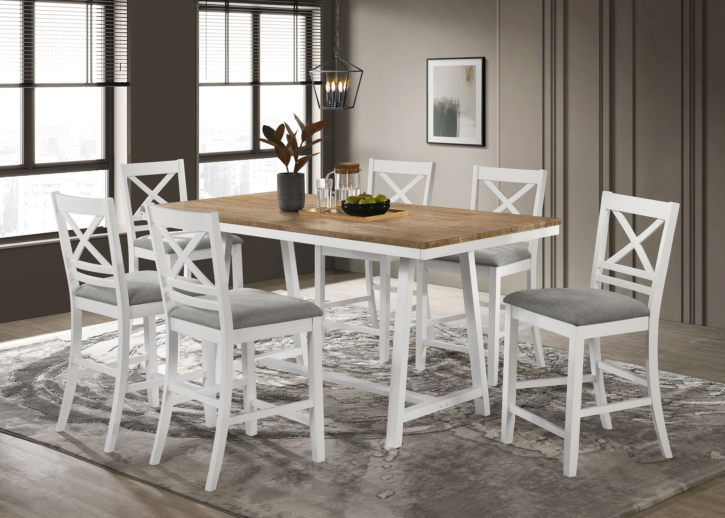 Hollis Rectangular 71-inch Counter Height Dining Table Brown — view 11