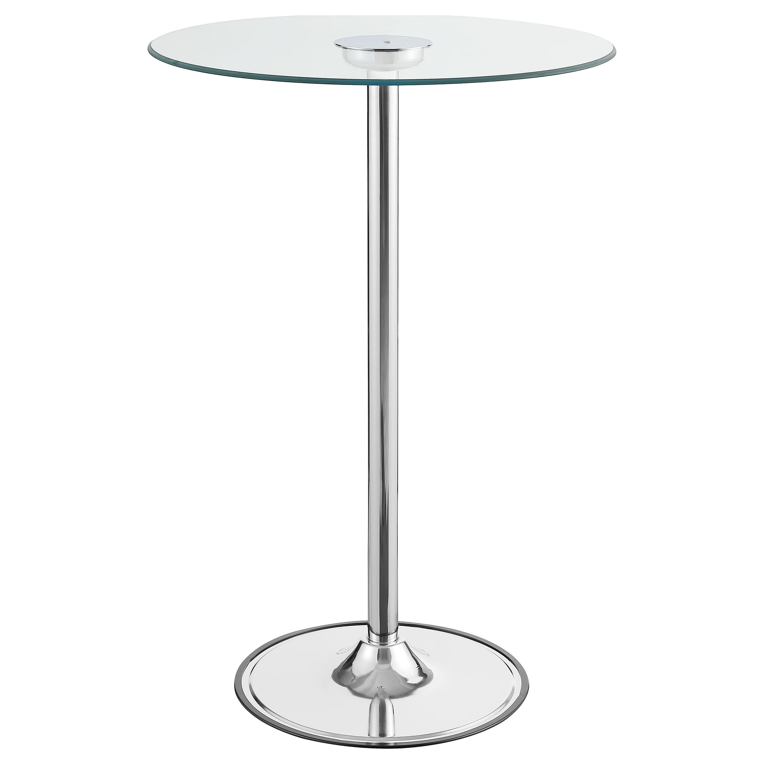 Thea Round 28-inch Glass Top LED Bistro Bar Table Chrome — view 1