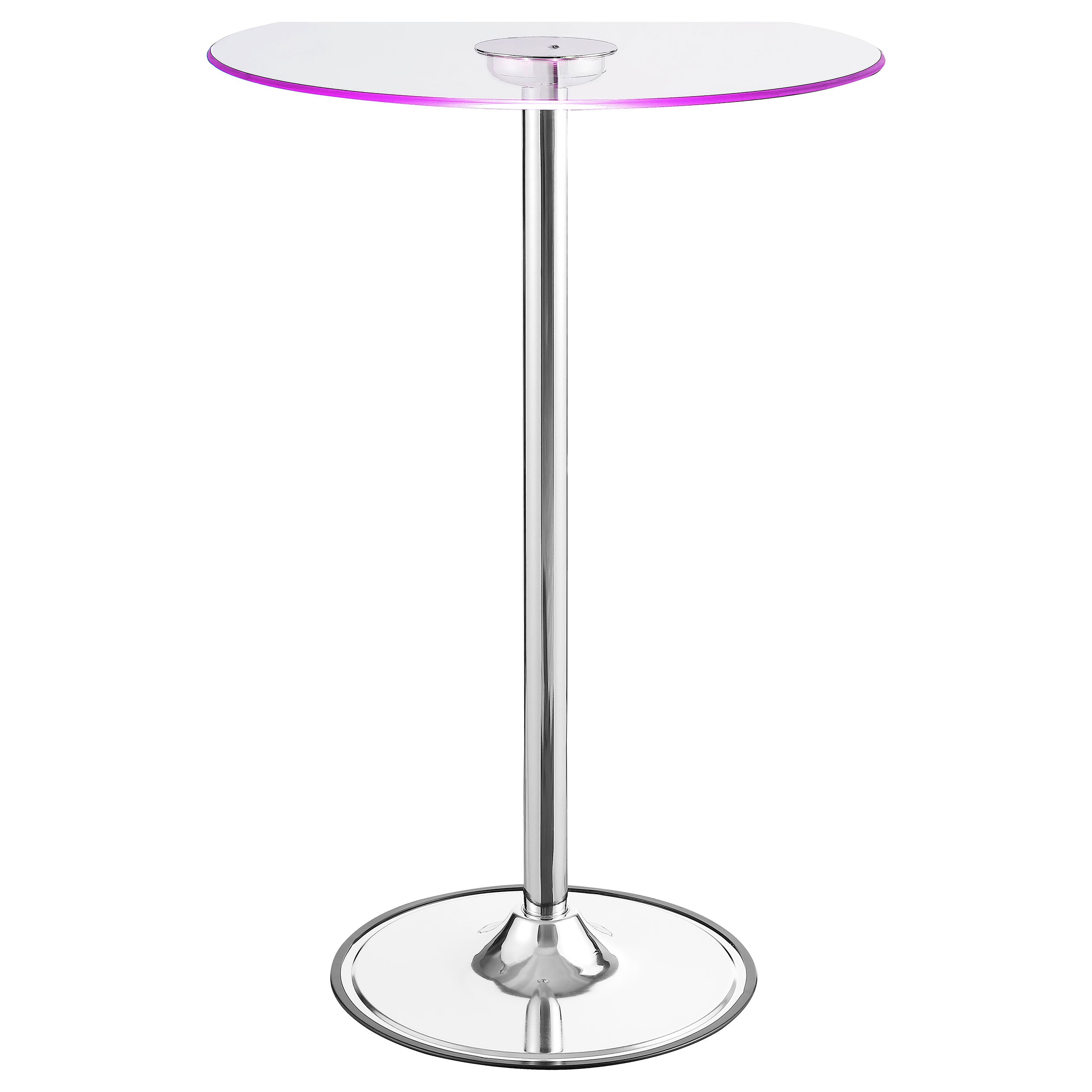Thea Round 28-inch Glass Top LED Bistro Bar Table Chrome — view 6