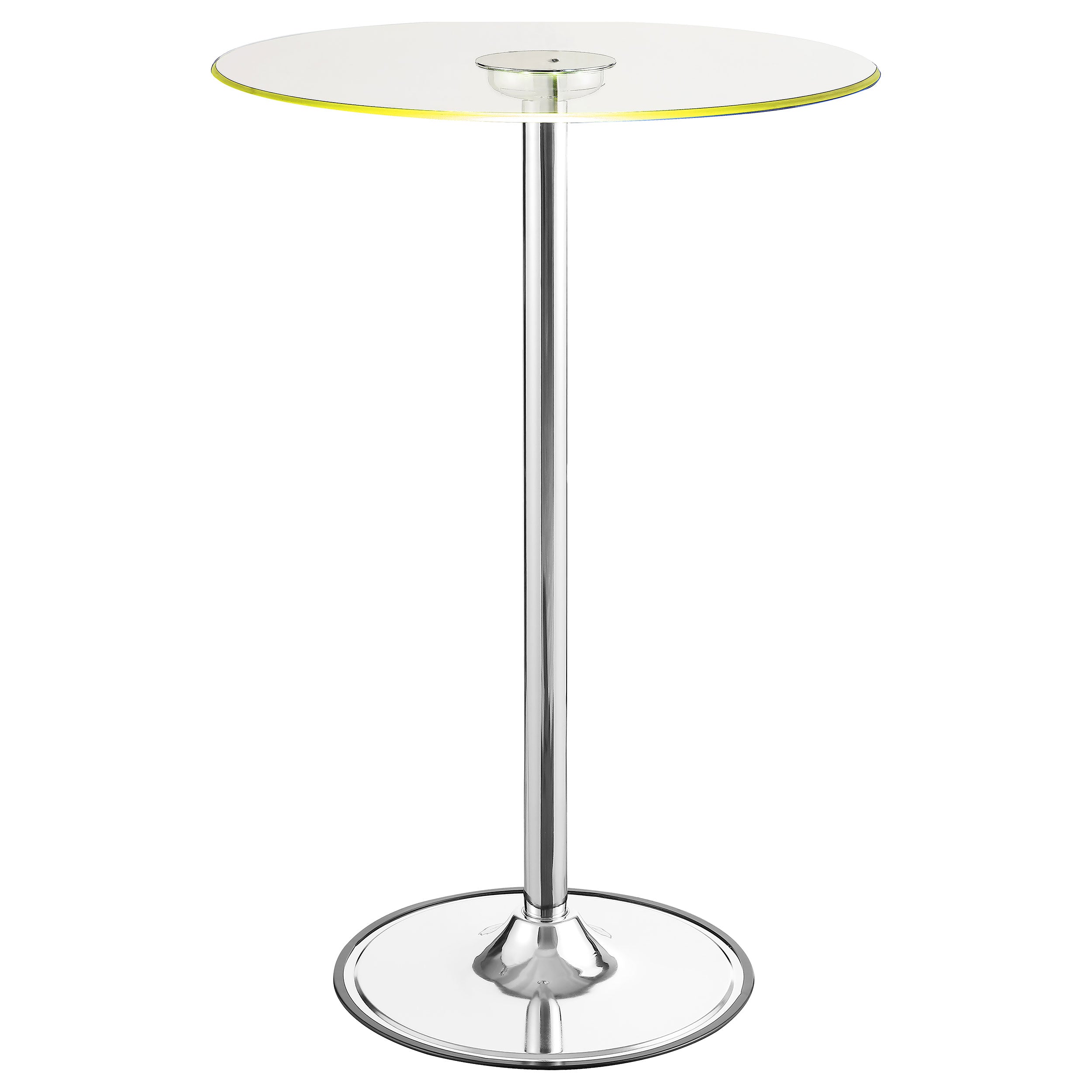 Thea Round 28-inch Glass Top LED Bistro Bar Table Chrome — view 7