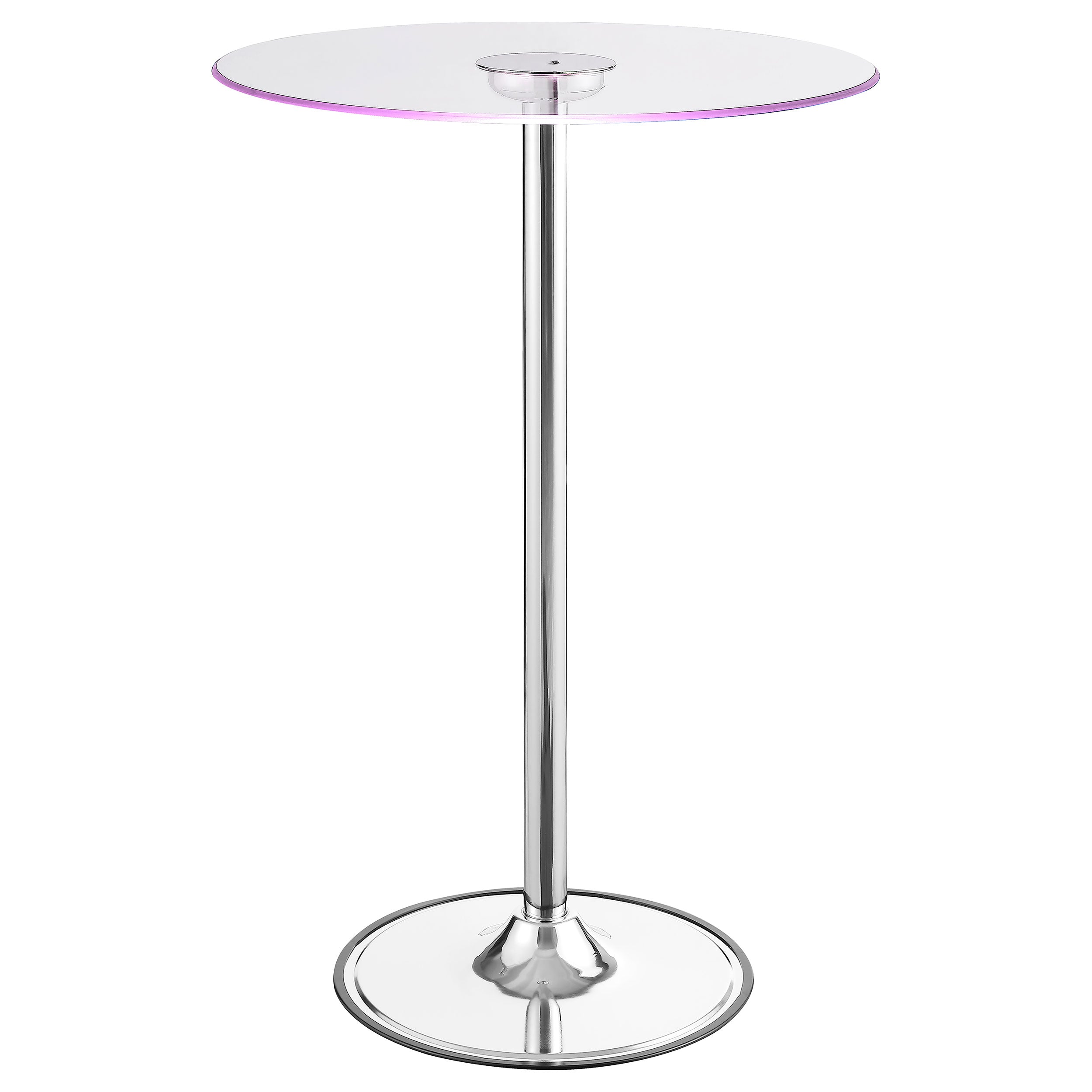 Thea Round 28-inch Glass Top LED Bistro Bar Table Chrome — view 9