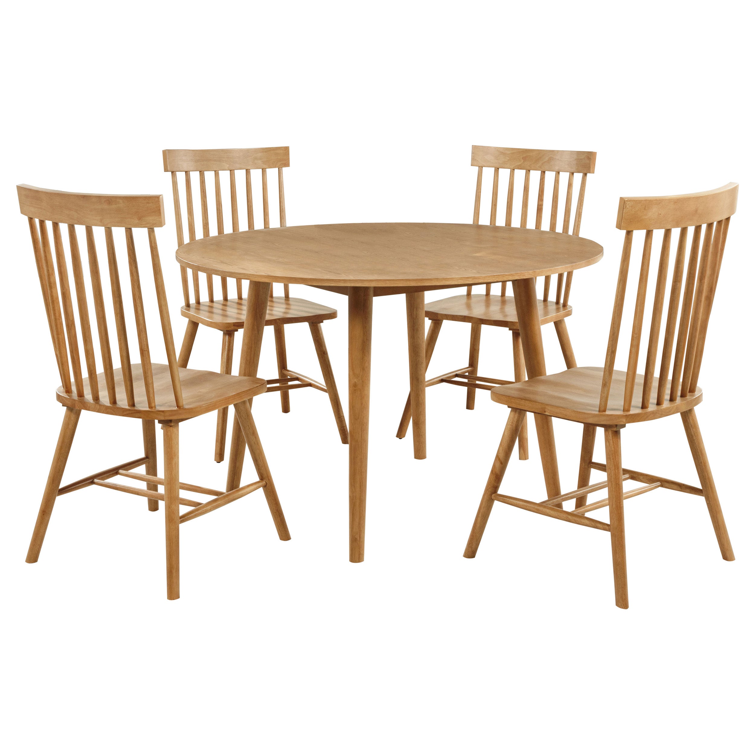 Andrews 5-piece Round Wood Dining Room Table Set Light Ash — view 2