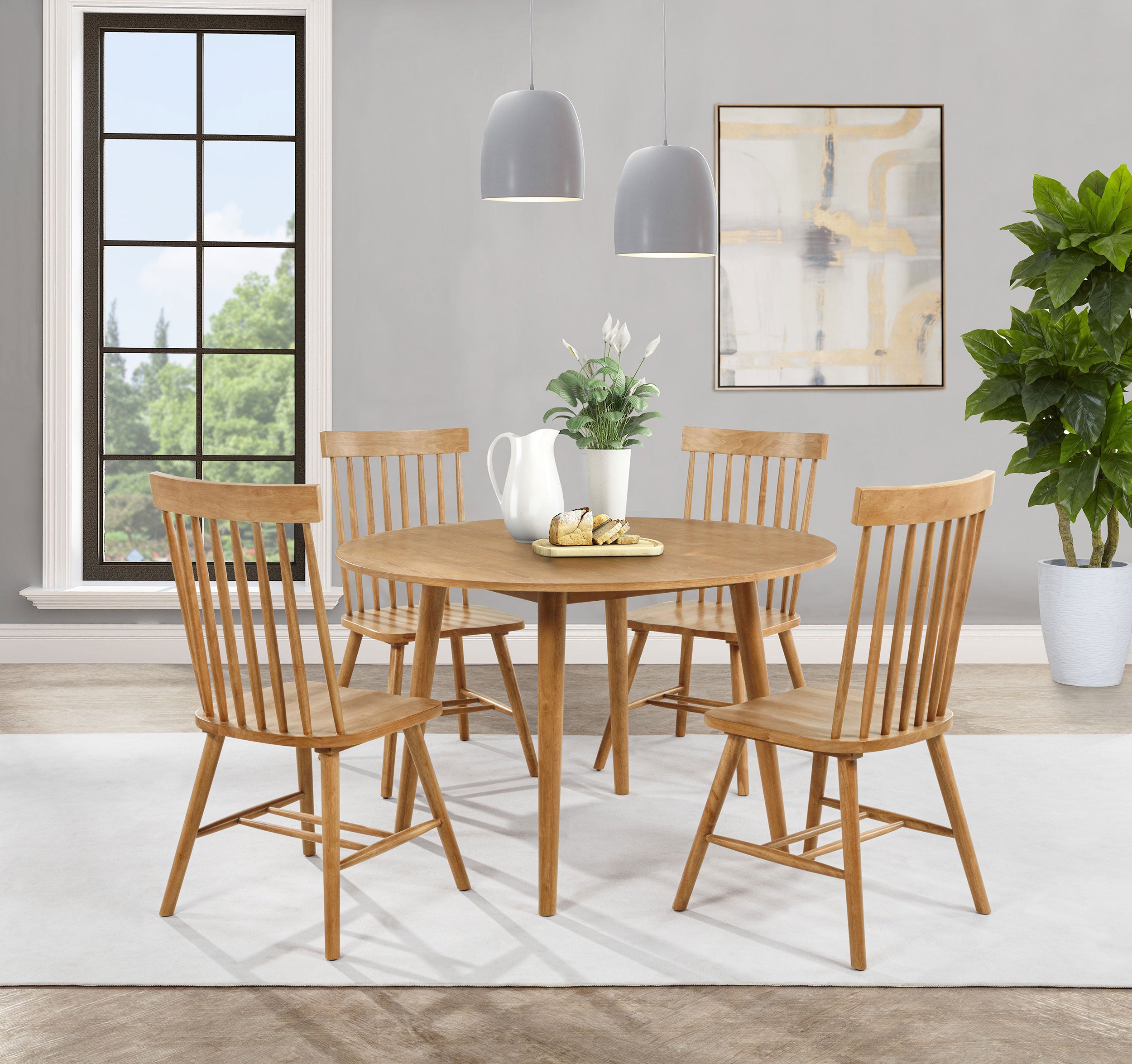 Andrews 48-inch Round Wood Dining Room Table Light Ash — view 7