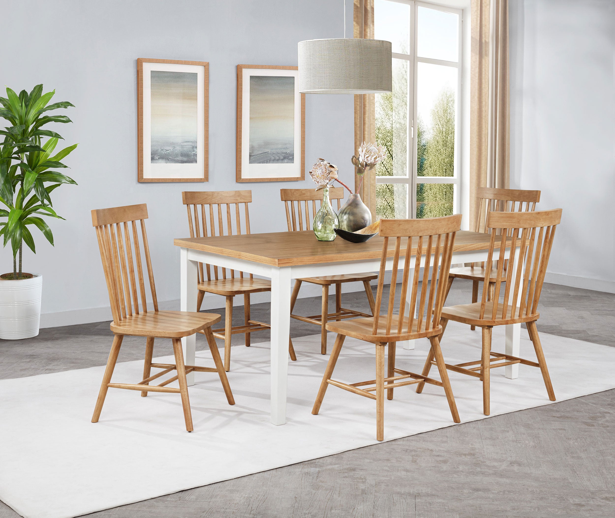 Andrews 7-piece Rectangular Dining Set Light Ash and White — view 1