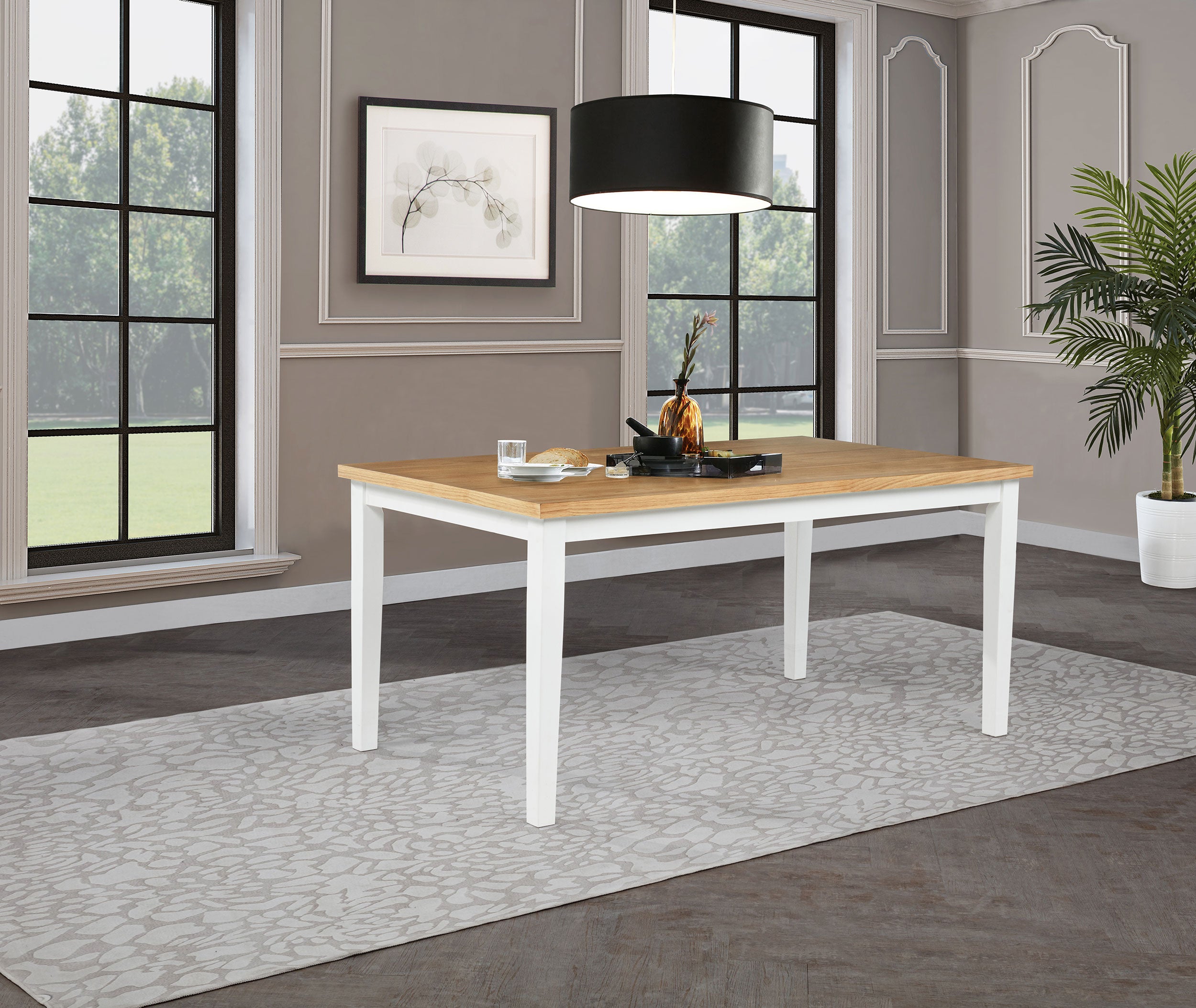 Andrews 66-inch Rectangular Dining Table Light Ash and White — view 2