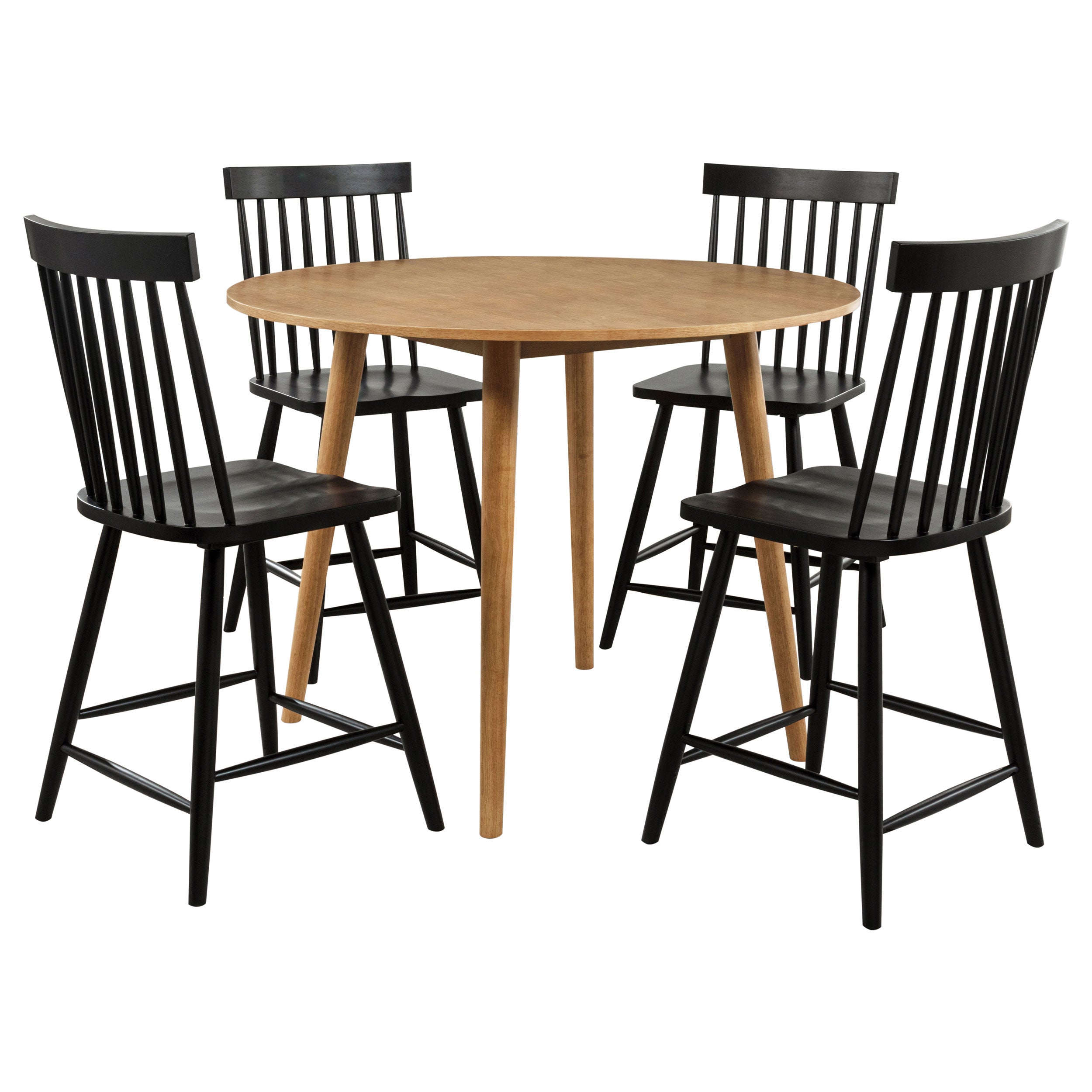 Andrews 5-piece Round Counter Dining Set Light Ash and Black — view 2