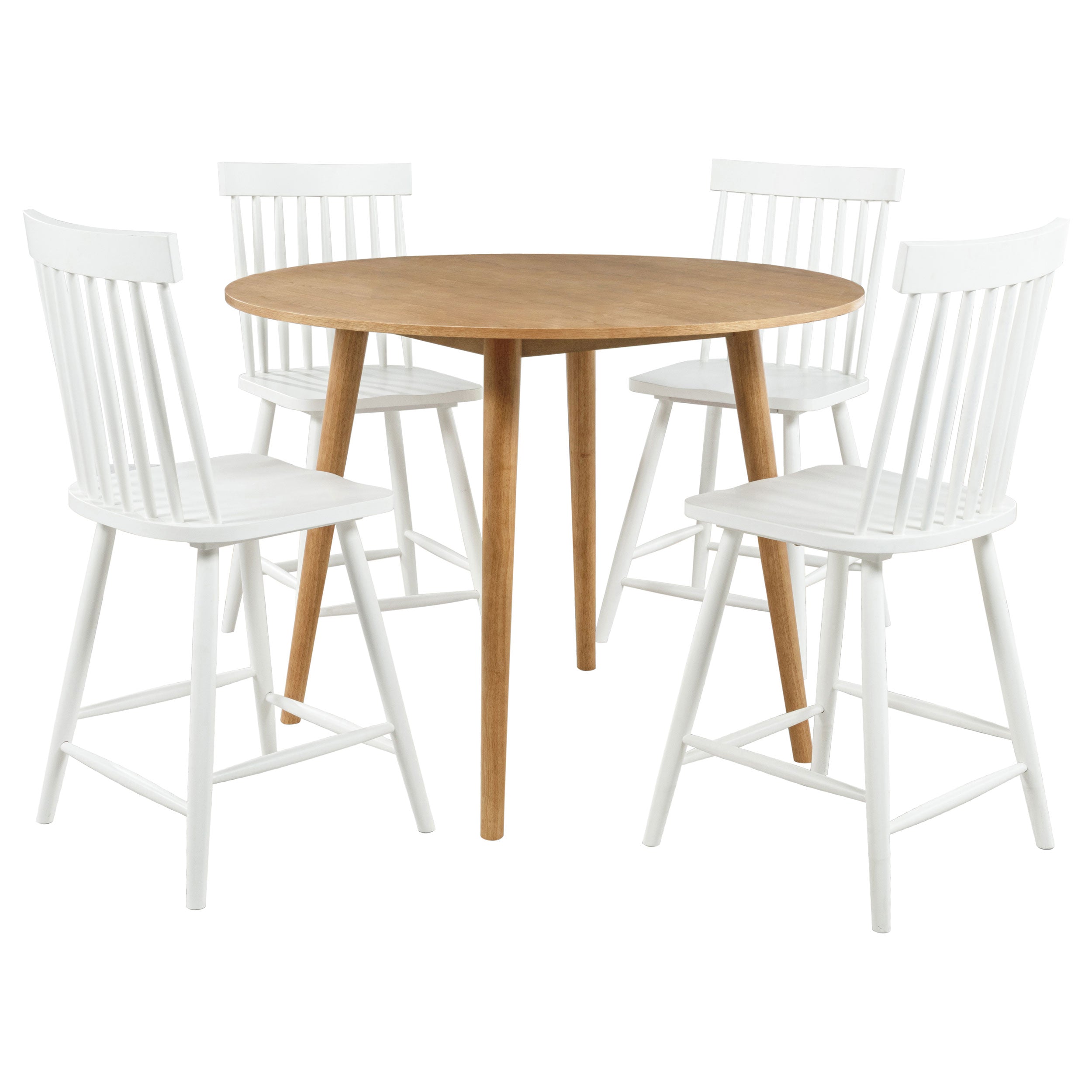 Andrews 5-piece Round Counter Dining Set Light Ash and White — view 2