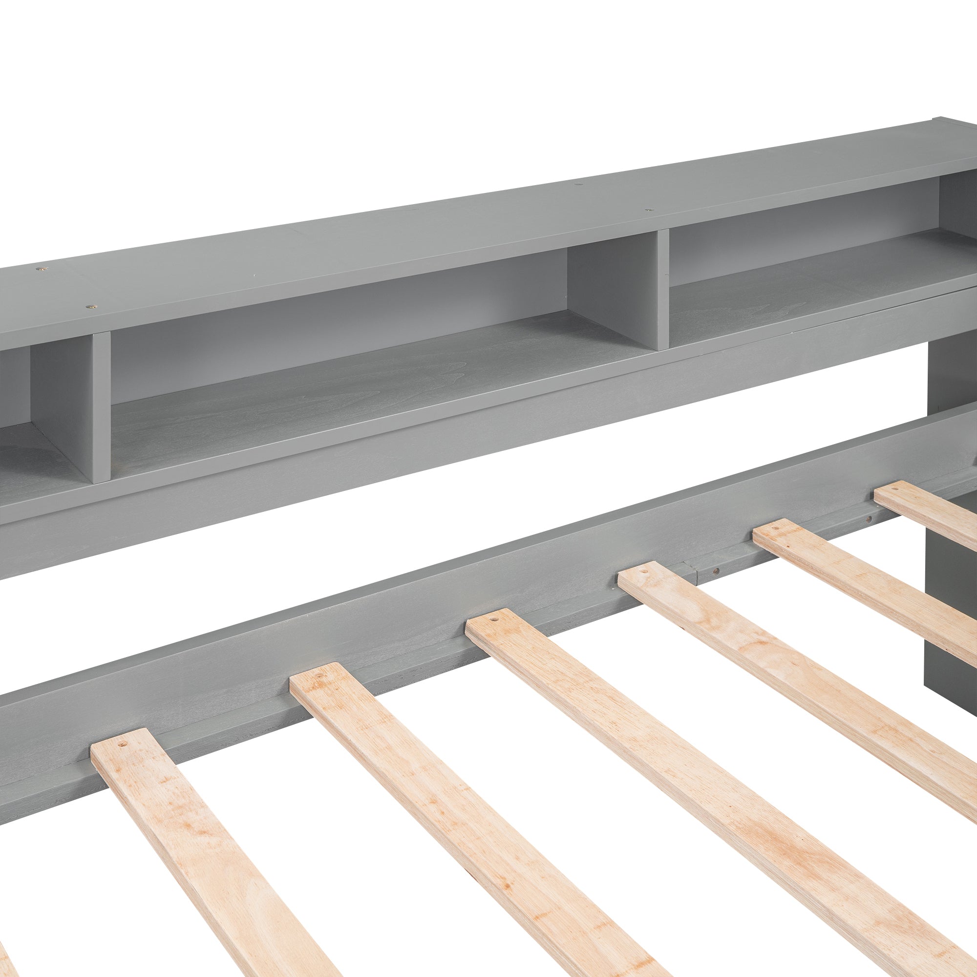 Twin XL Wood Daybed with 2 Trundles, 3 Storage Cubbies, 1 Light for Free and USB Charging Design, Gray - Atlantic Fine Furniture Melbourne FL