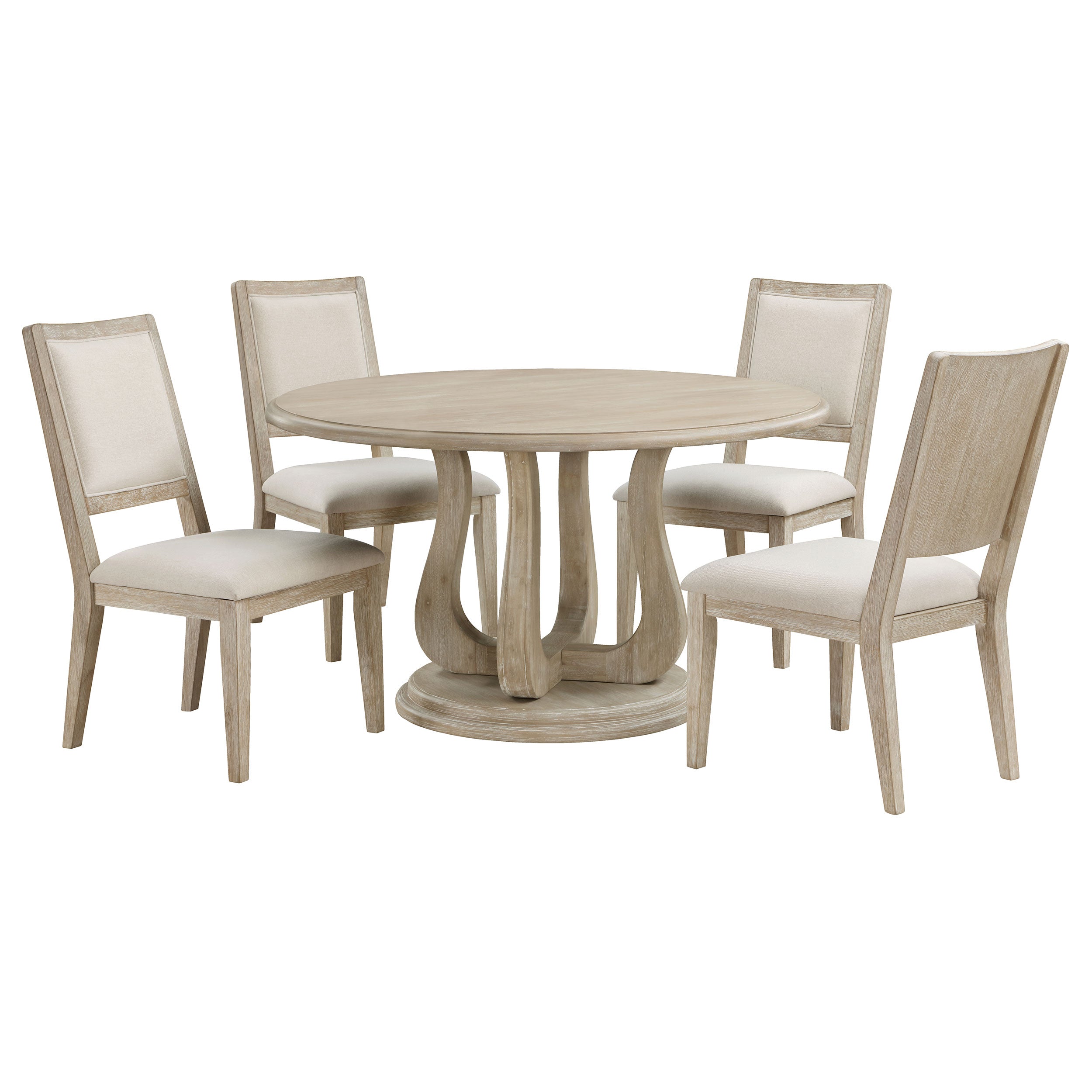 Trofello 5-piece Round Dining Table Set White Washed — view 2