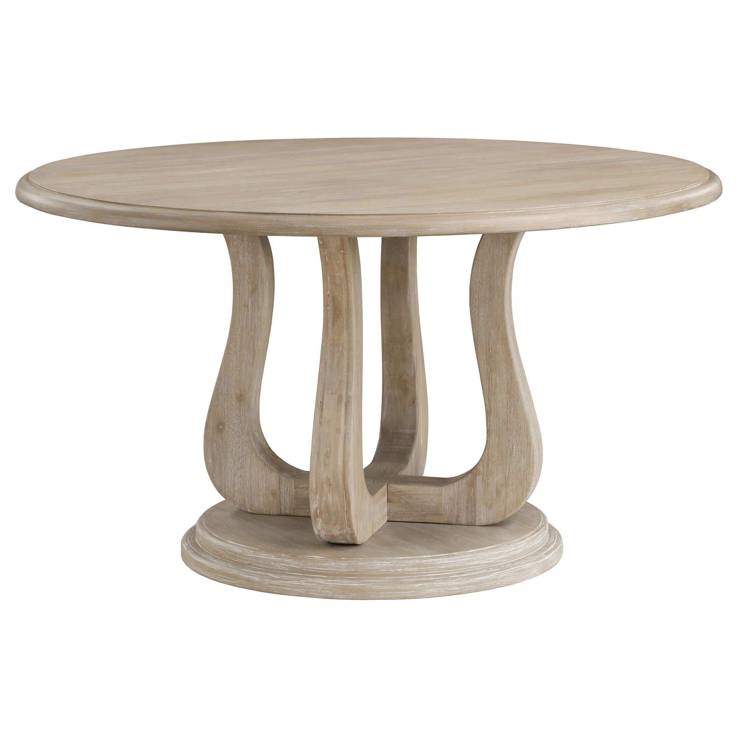 Trofello Round 60-inch Pedestal Dining Table White Washed — view 1