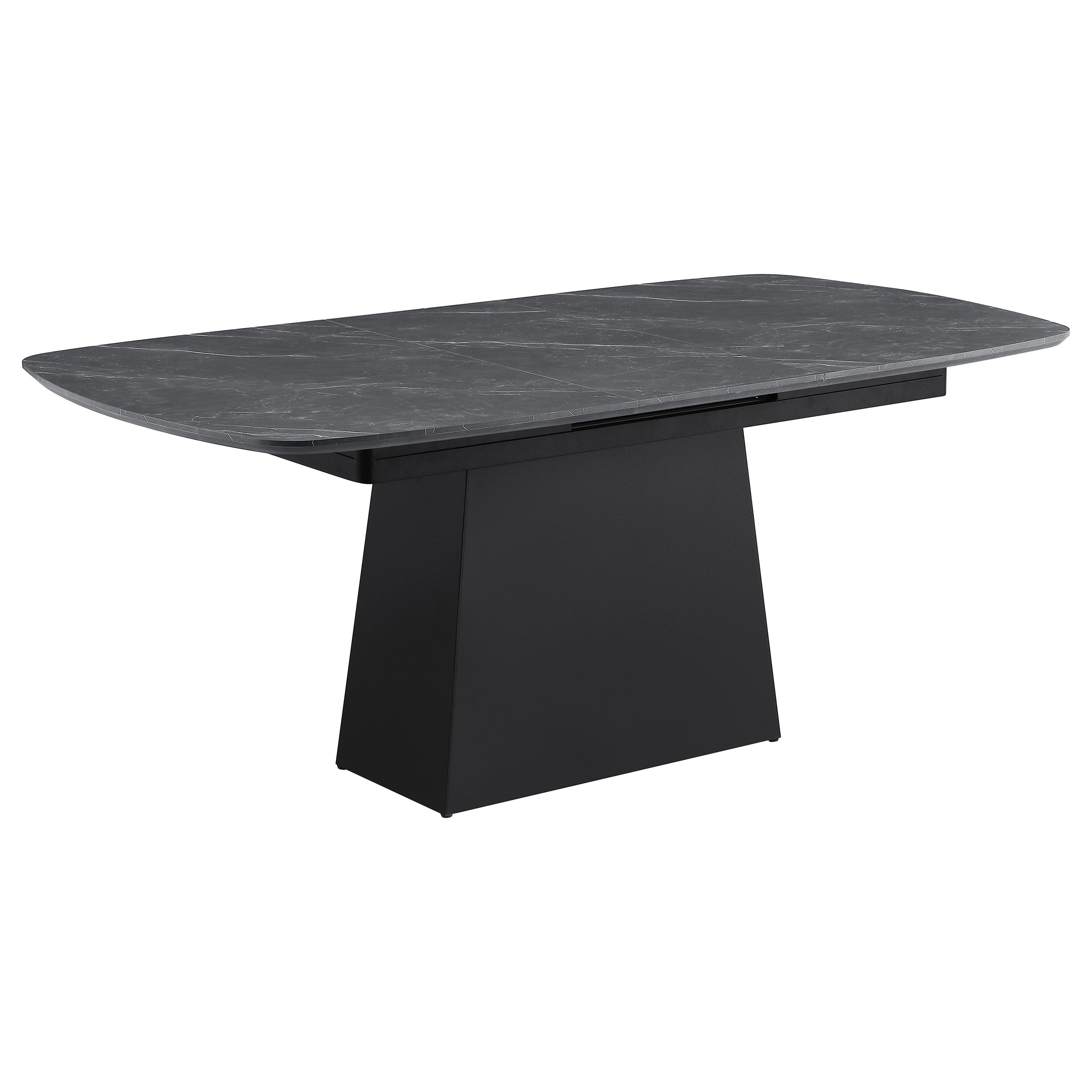 Potero 73-inch Faux Marble Extension Leaf Dining Table Black — view 1