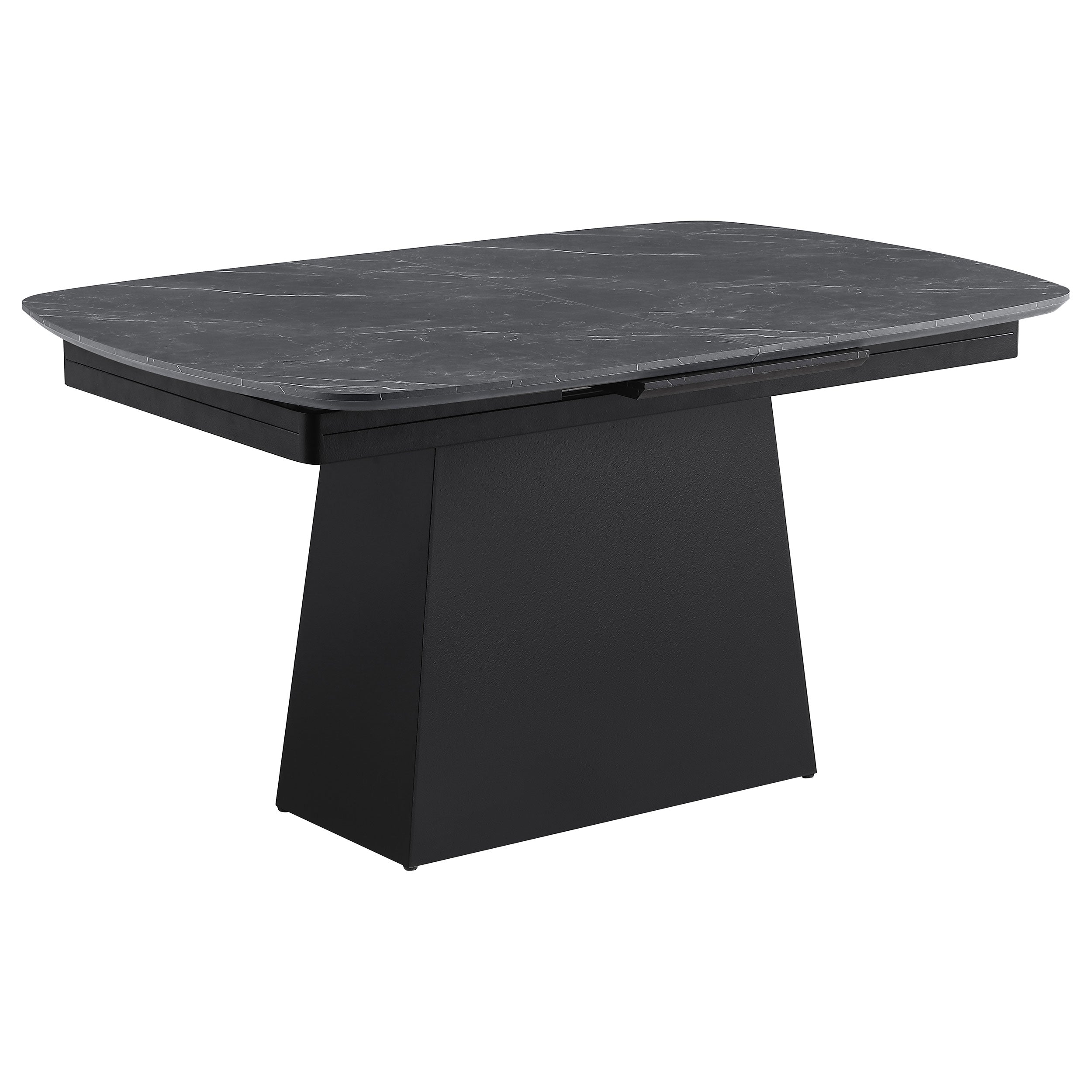 Potero 73-inch Faux Marble Extension Leaf Dining Table Black — view 4