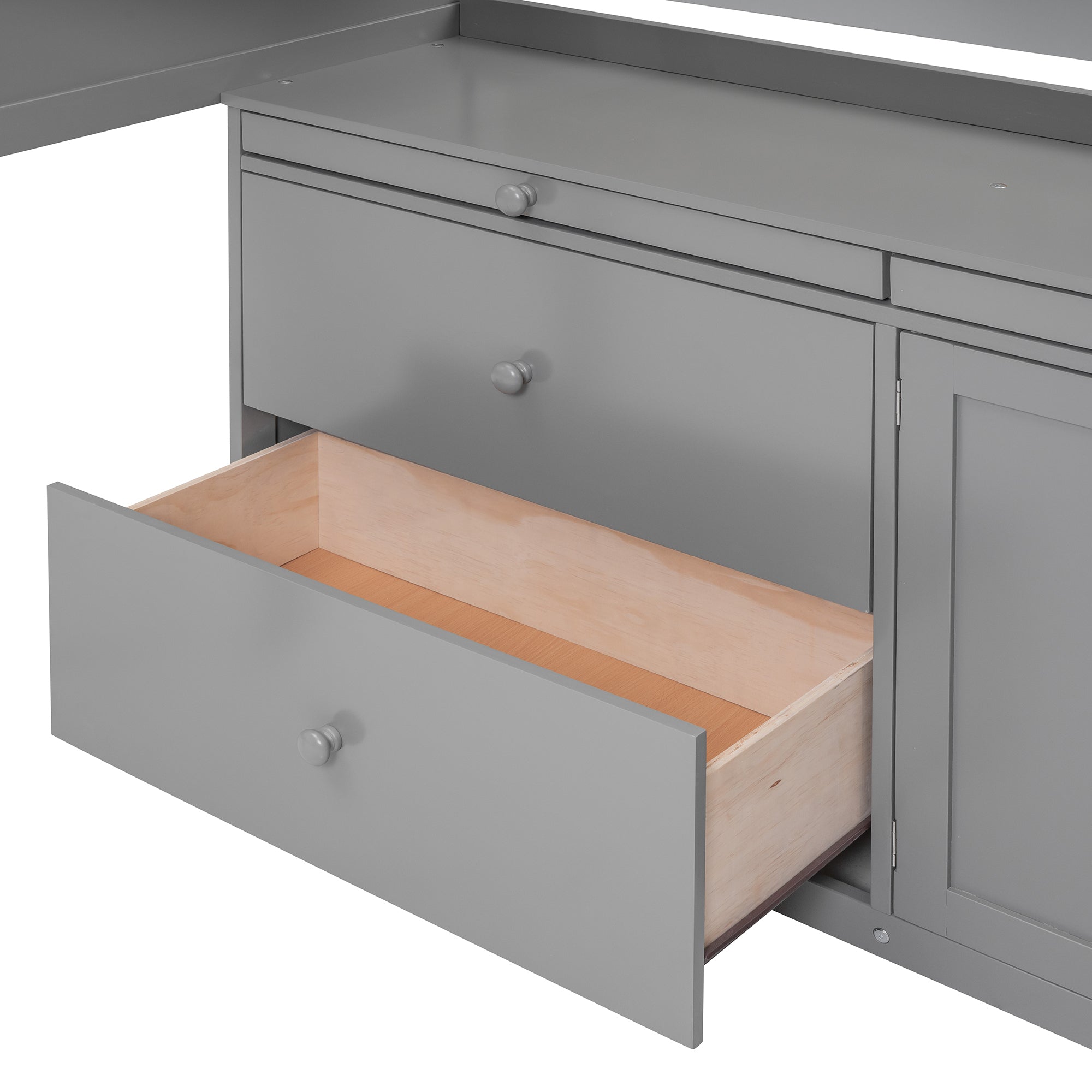 Loft Bed with Rolling Cabinet and Desk - Gray - Atlantic Fine Furniture Melbourne FL
