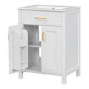 Modern Bathroom Vanity With Ceramic Sink, Soft-Close Doors, Flip Drawer, U-Shaped Shelves, Elegant Storage Solution