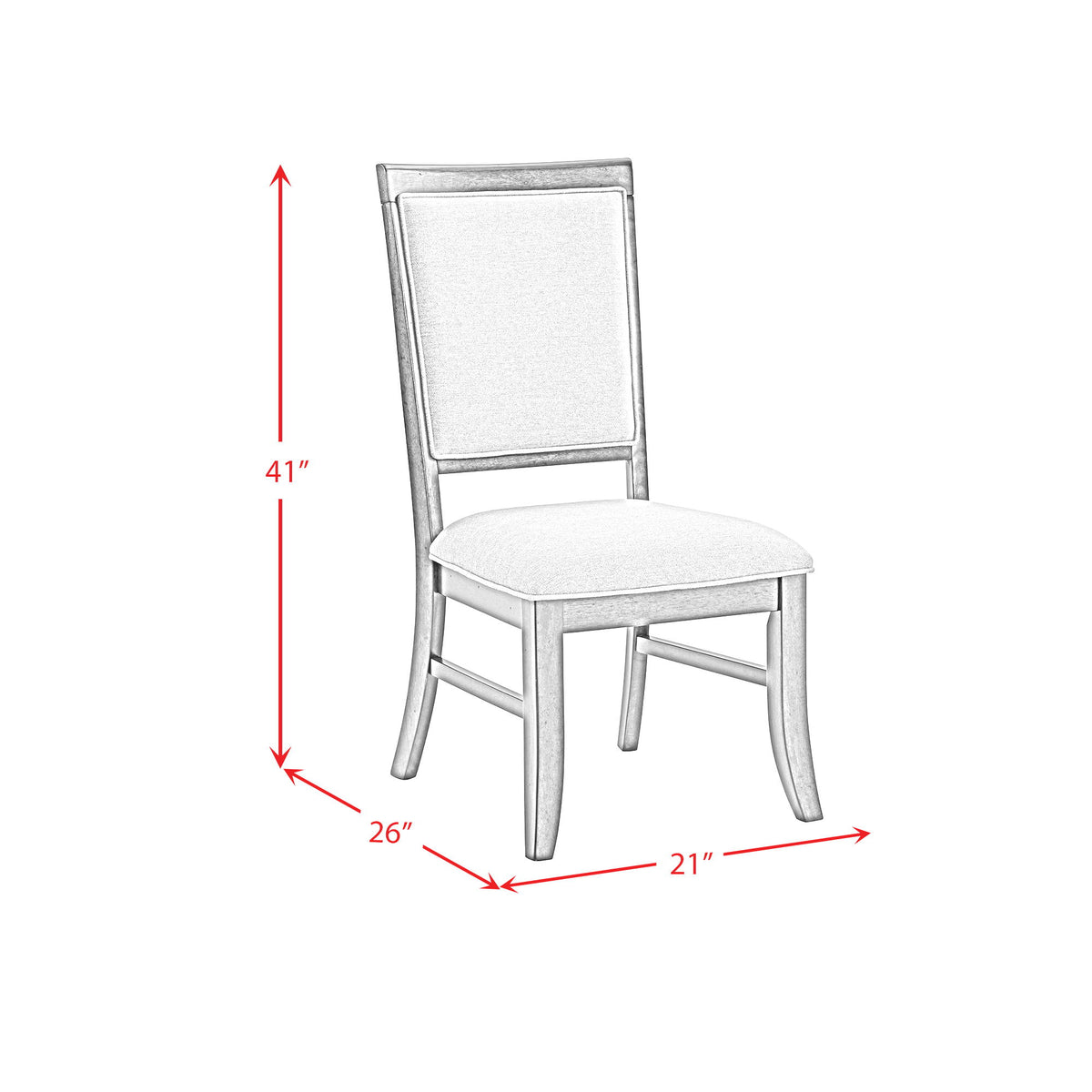 Phillipe Dining Side Chair With Fabric (Set of 2) in Cherry And Gray by Elements International, view 2