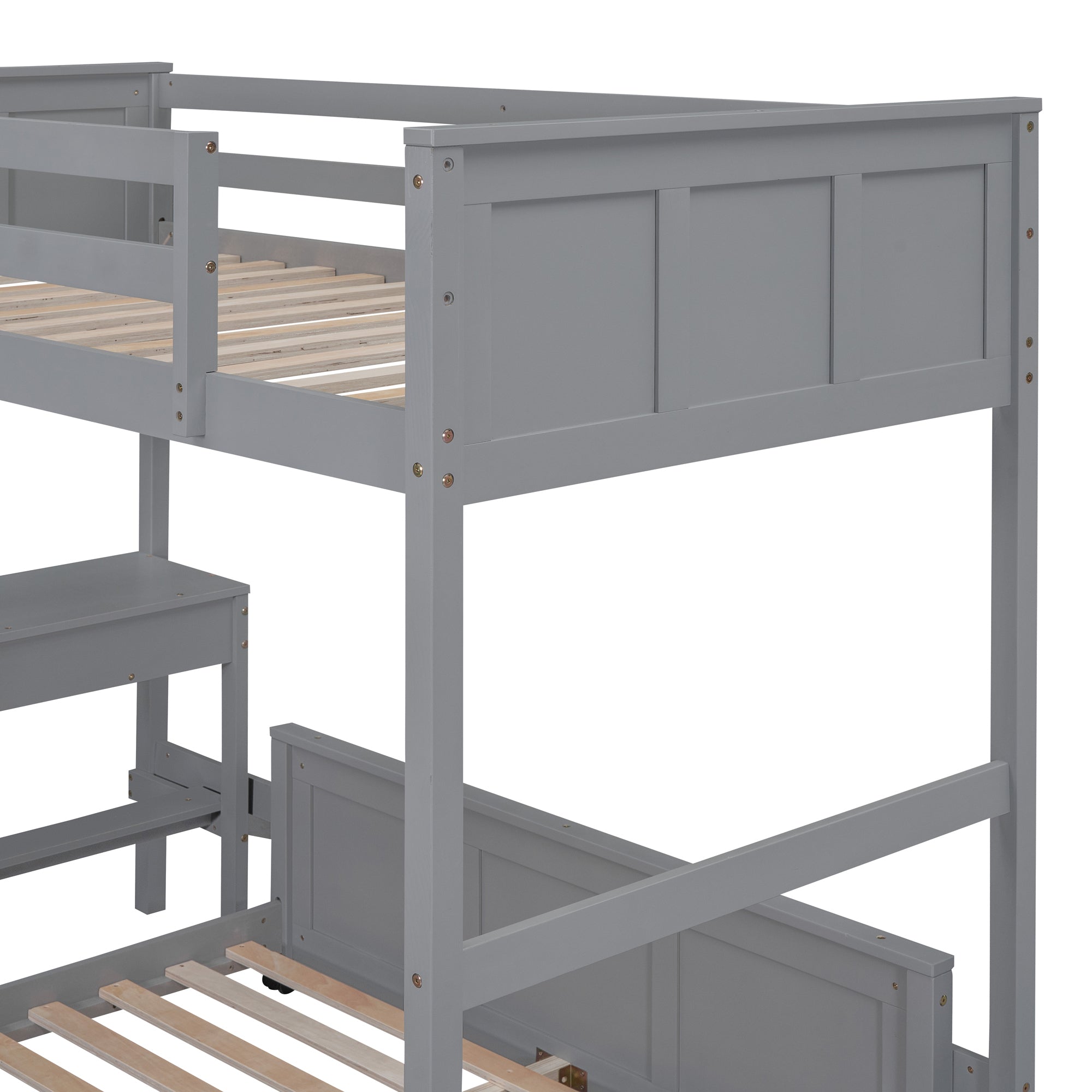 Twin Over Full Bunk Bed with Desk, Gray - Atlantic Fine Furniture Melbourne FL