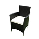 Outdoor Patio Wicker Dining Set With Acacia Wood Top