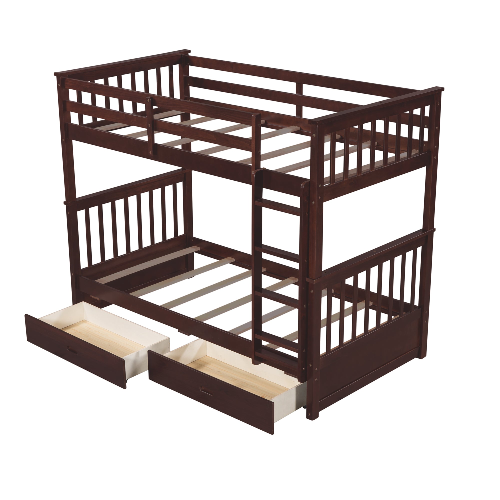 Twin-Over-Twin Bunk Bed with Ladders and Two Storage Drawers (Espresso)(OLD SKU:LT000265AAP) - Atlantic Fine Furniture Melbourne FL