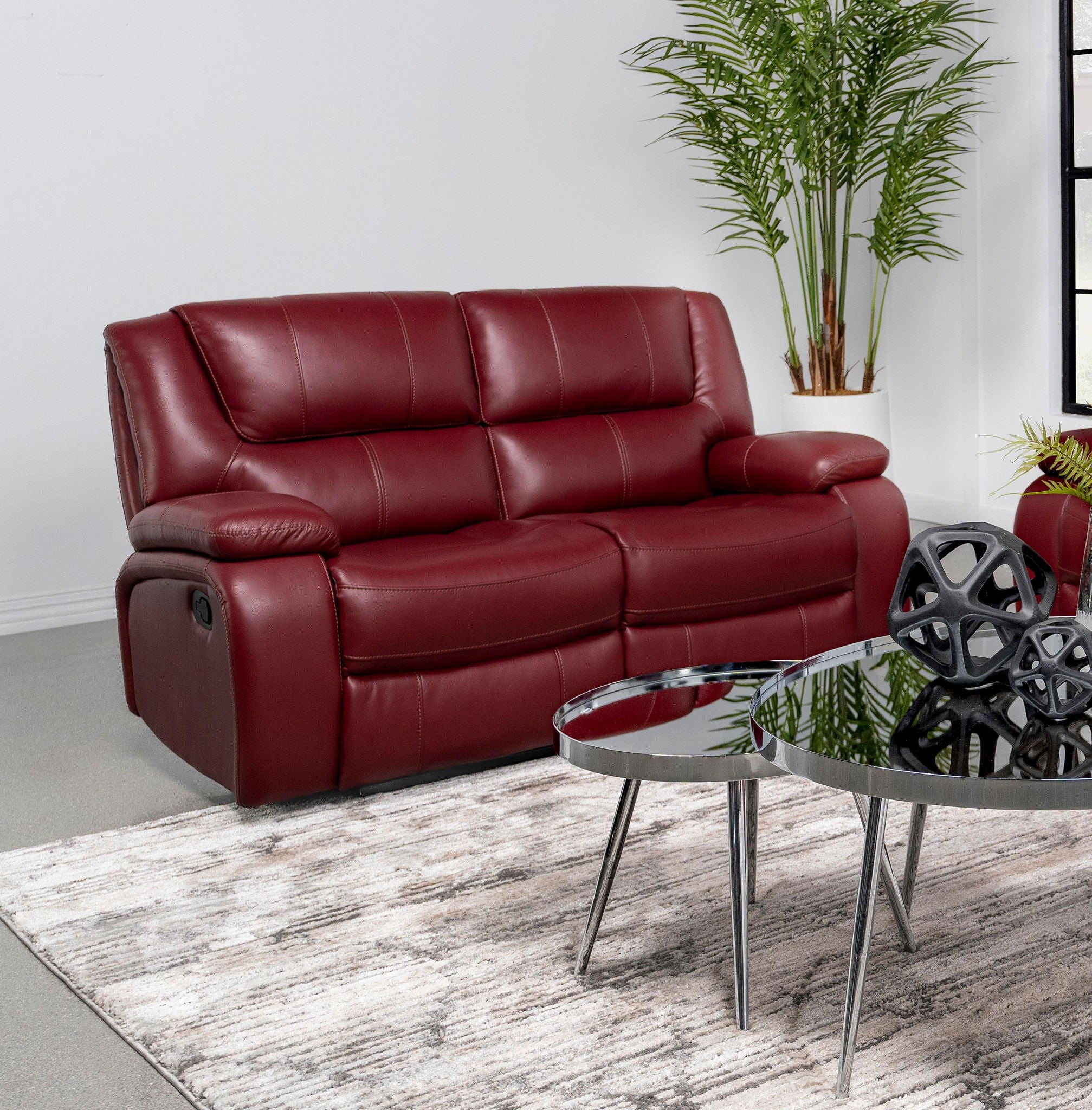 Camila Upholstered Motion Reclining Loveseat Red - Atlantic Fine Furniture Melbourne FL